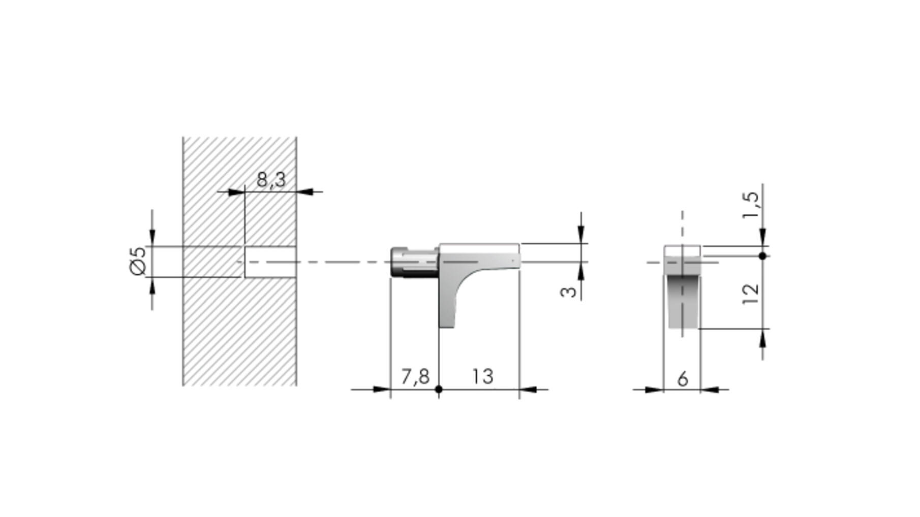 Plankdrager zwart K LINE voor GLAS met rubberen plateau