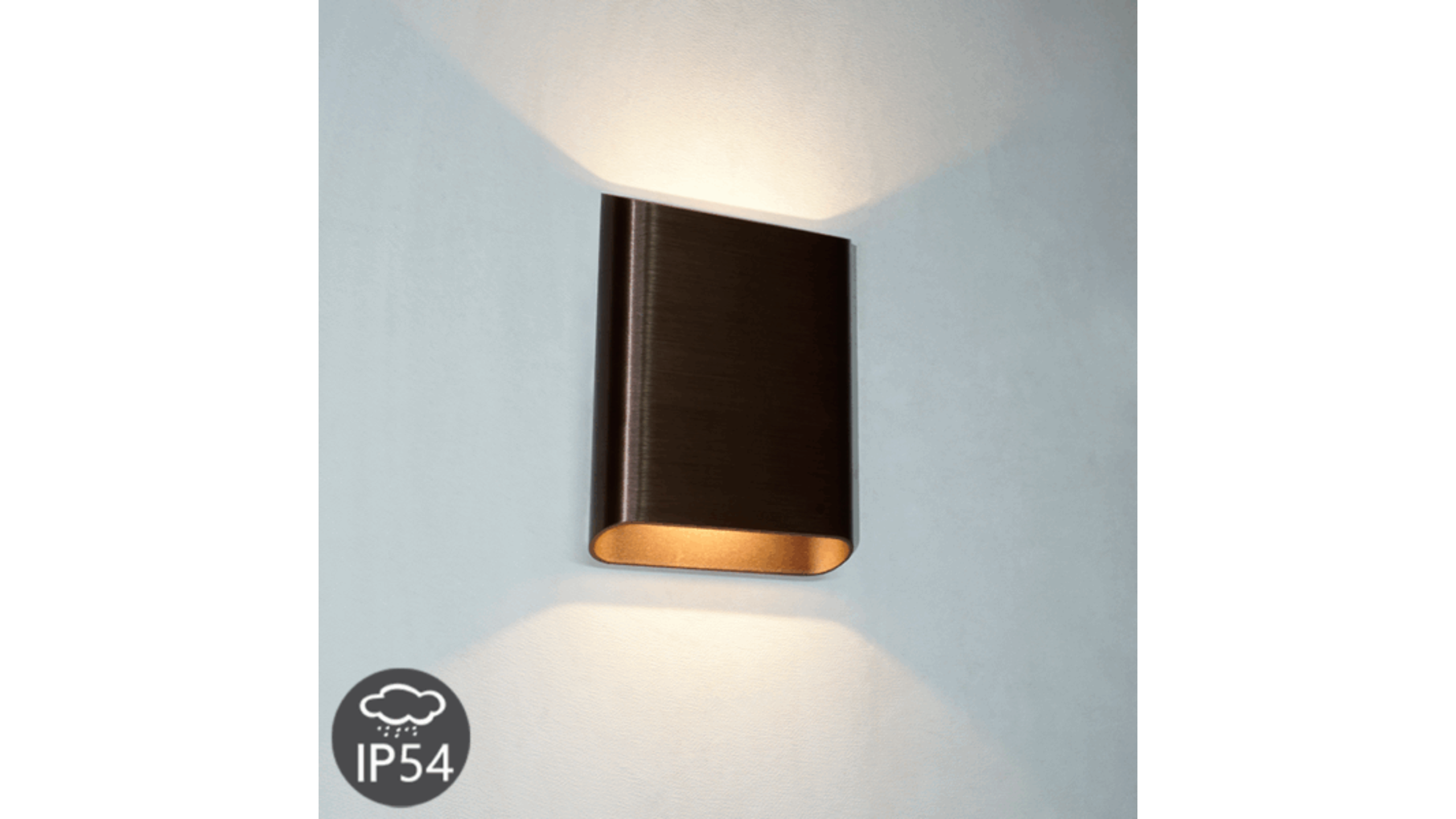 Wandlamp Valencia L Brons Geborsteld up/down Dimbaar IP-54