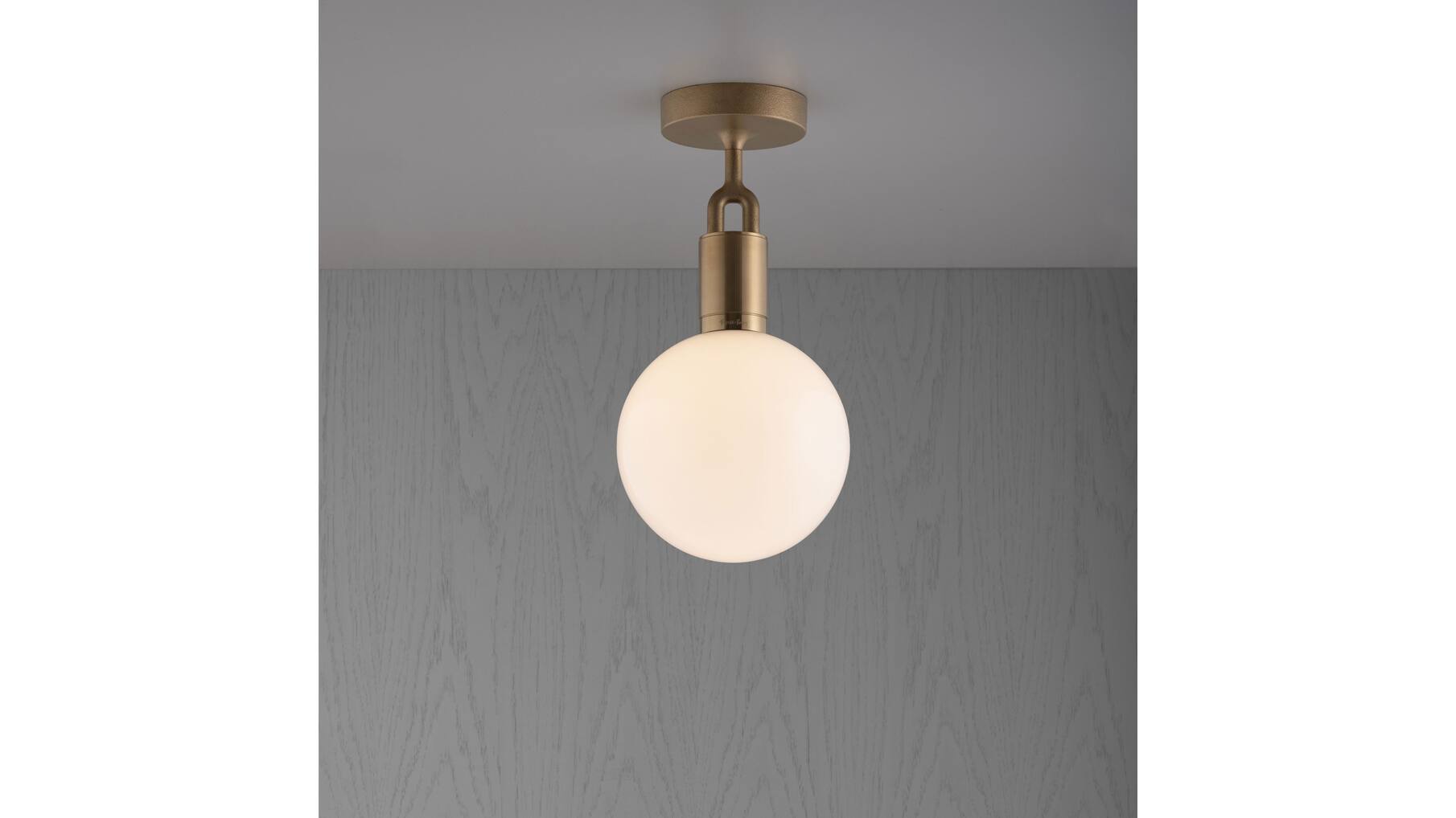 Forked Ceiling/Brass/Medium Opal Globe