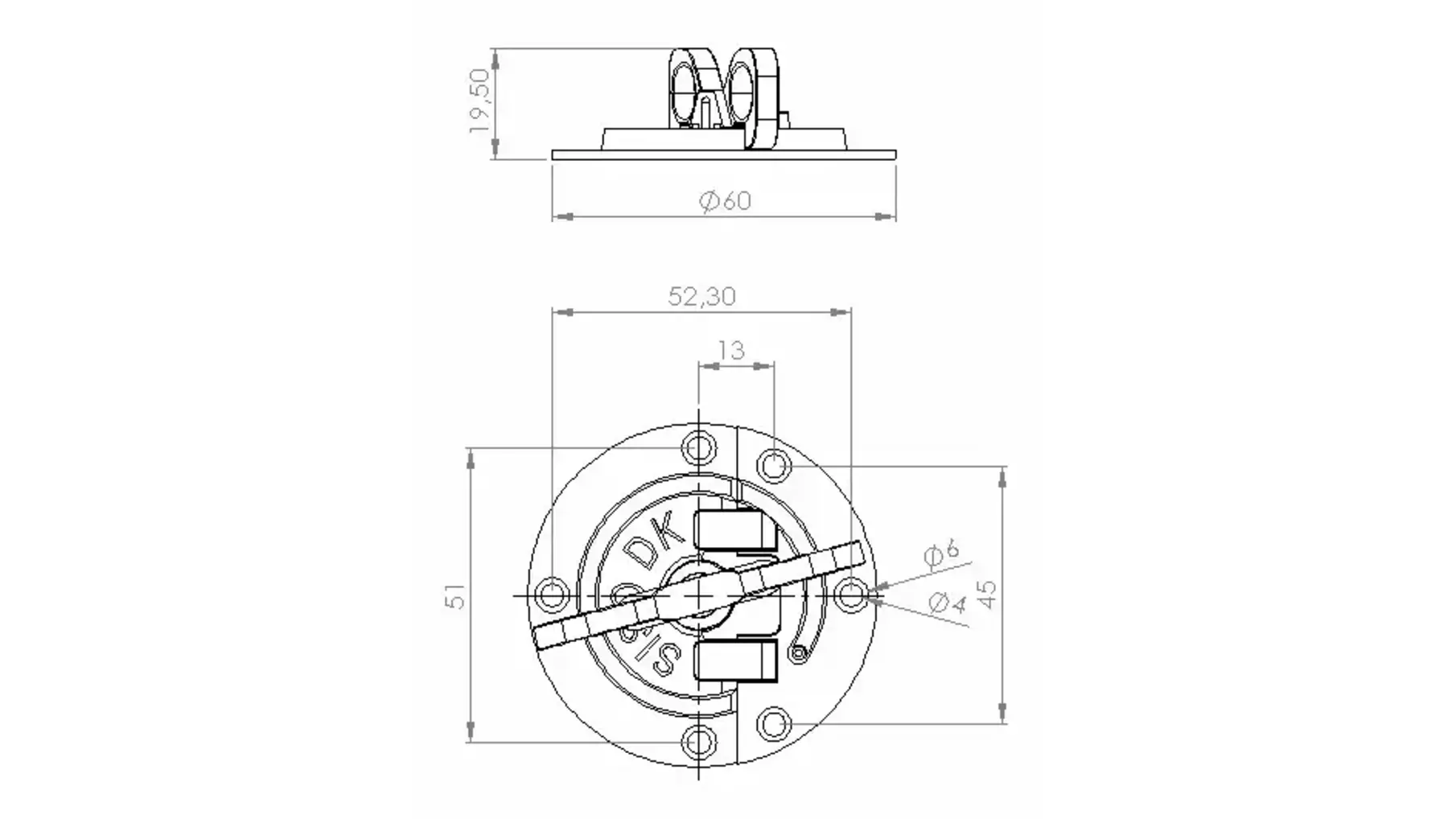 Bladverbinder rond 60mm, dikte 1,5mm vermessingd