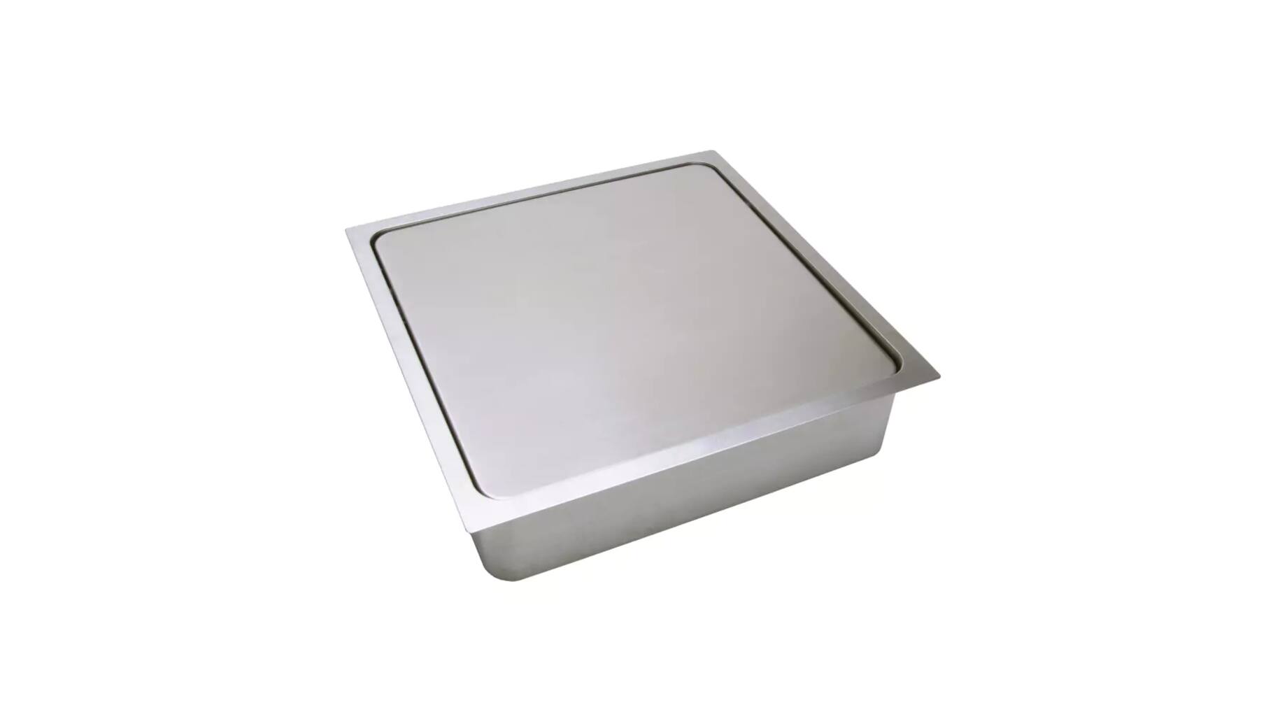 Afvaldoorlaat 300x300mm RVS mat met soft close deksel