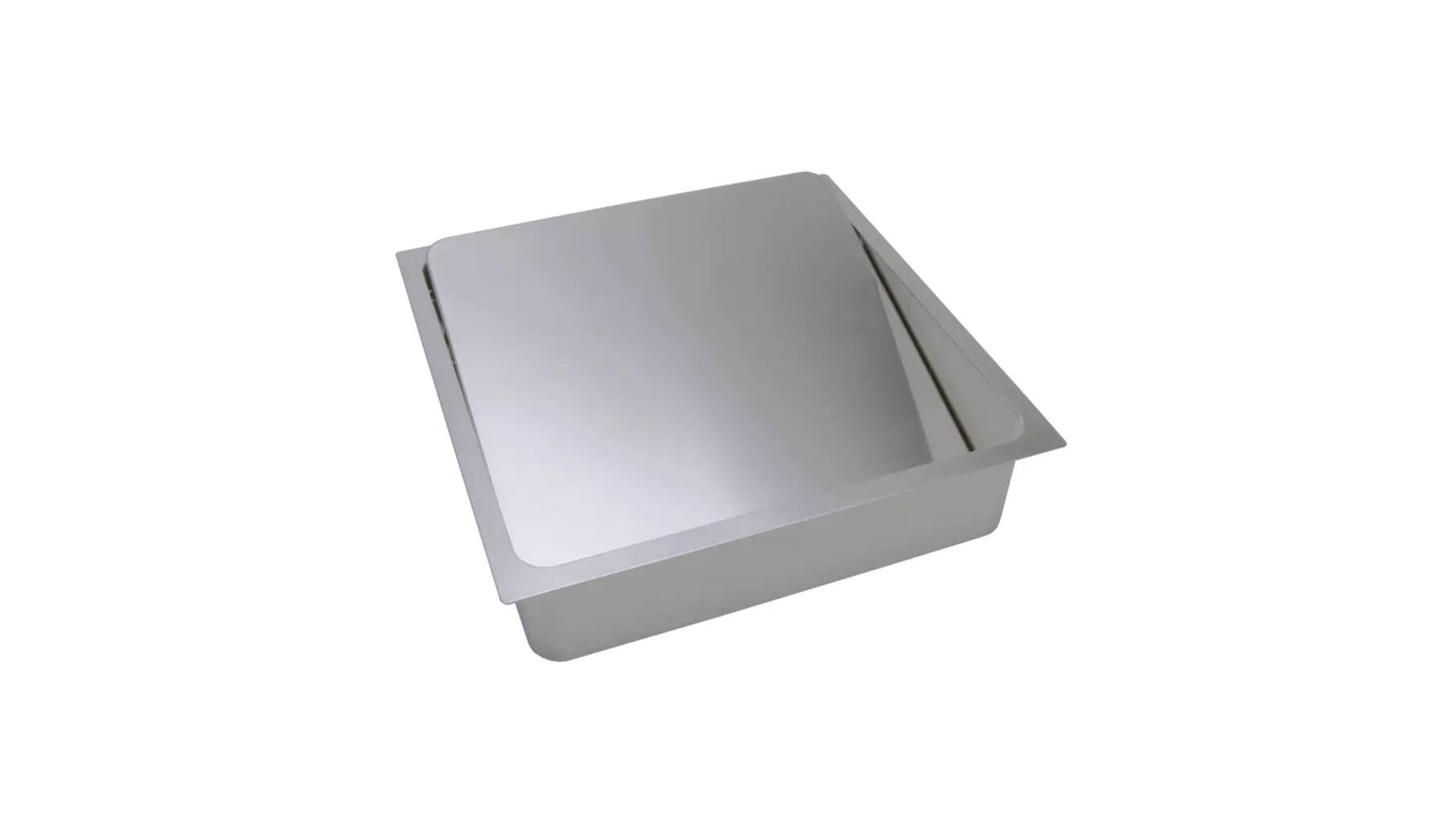 Afvaldoorlaat 300x300mm RVS mat met soft close deksel