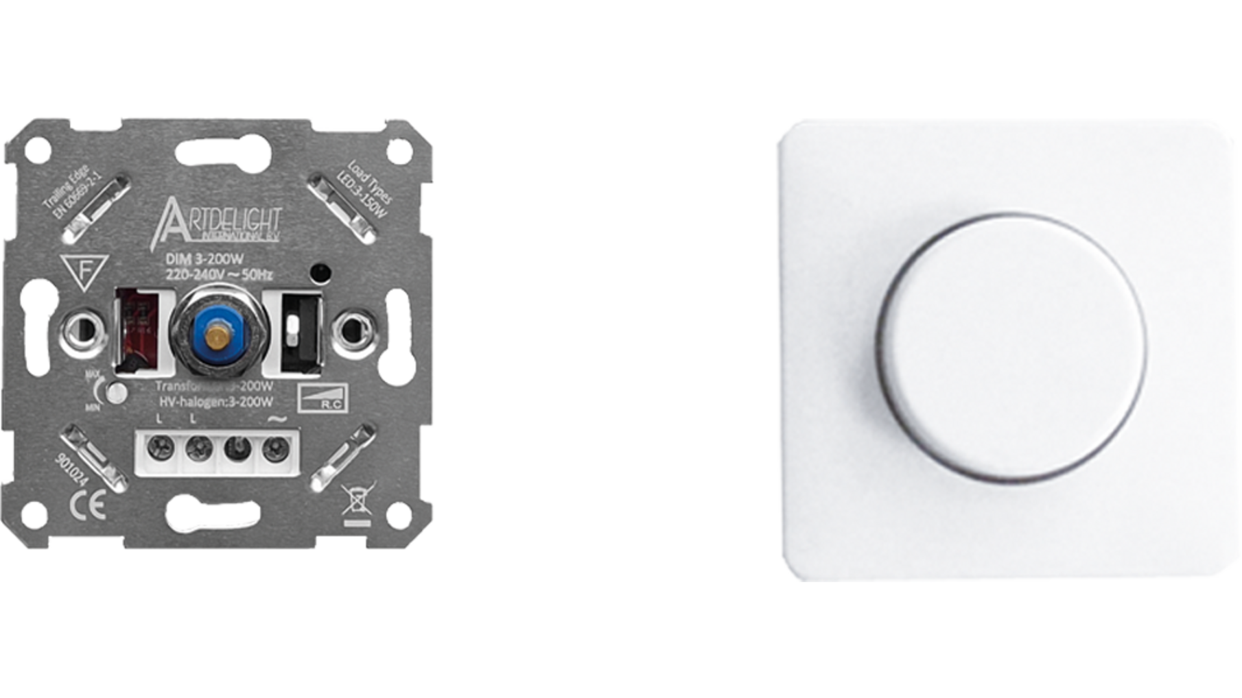 Jung AS500 Alpin wit met universele RL-dimmer