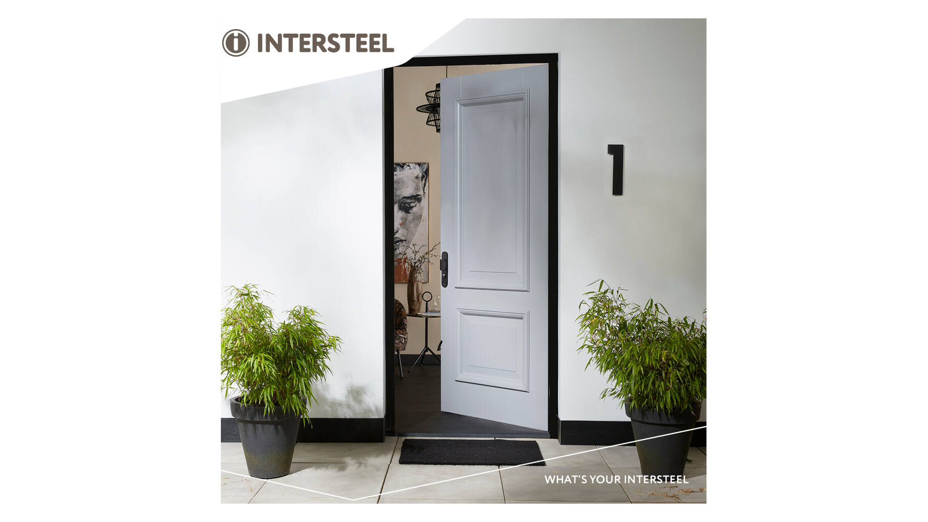 Huisnummer 1 XL hoogte 30cm RVS/mat zwart