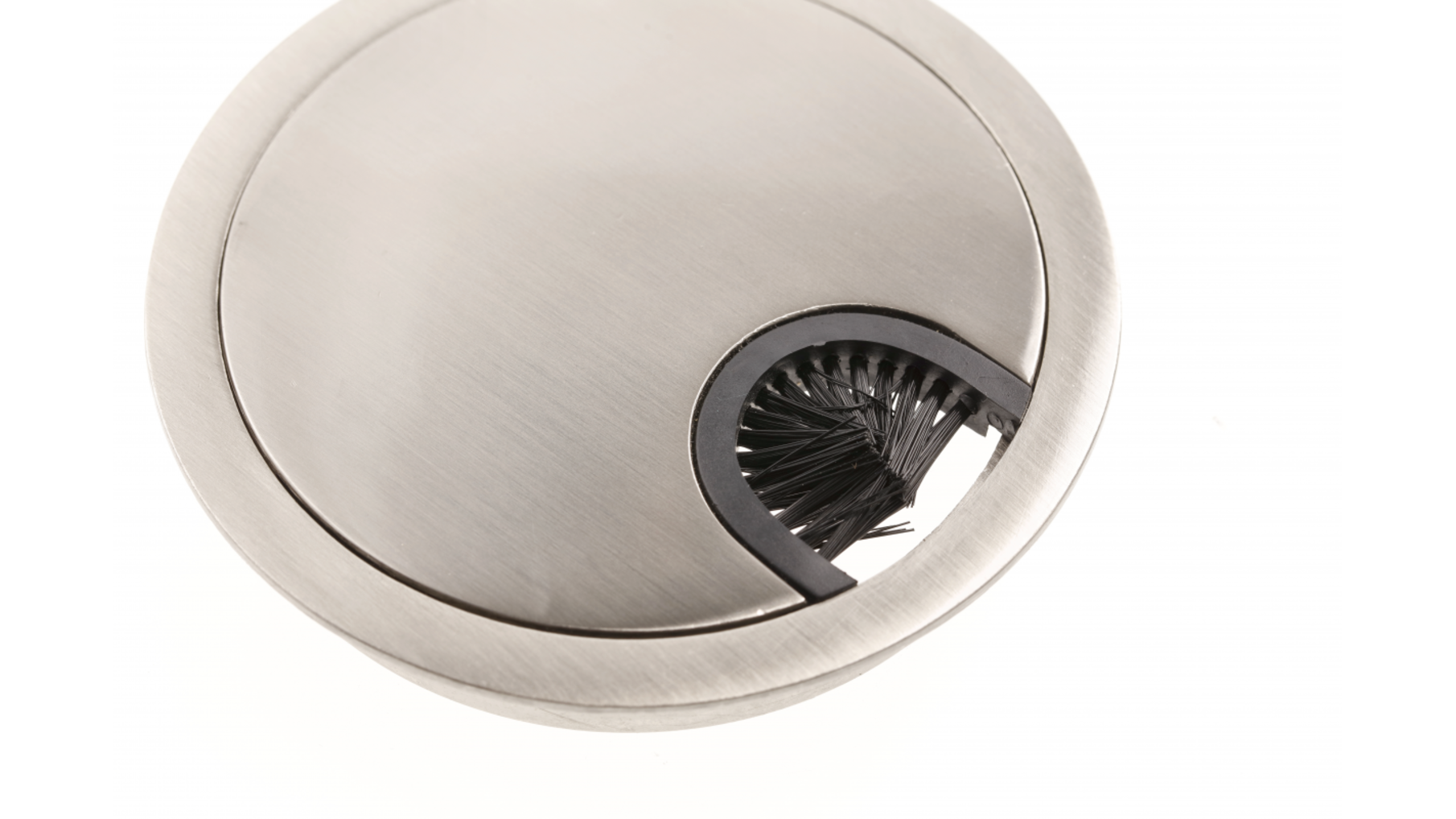 Kabeldoorvoer met borstel 80mm RVS look, inbouwdiepte 13mm,