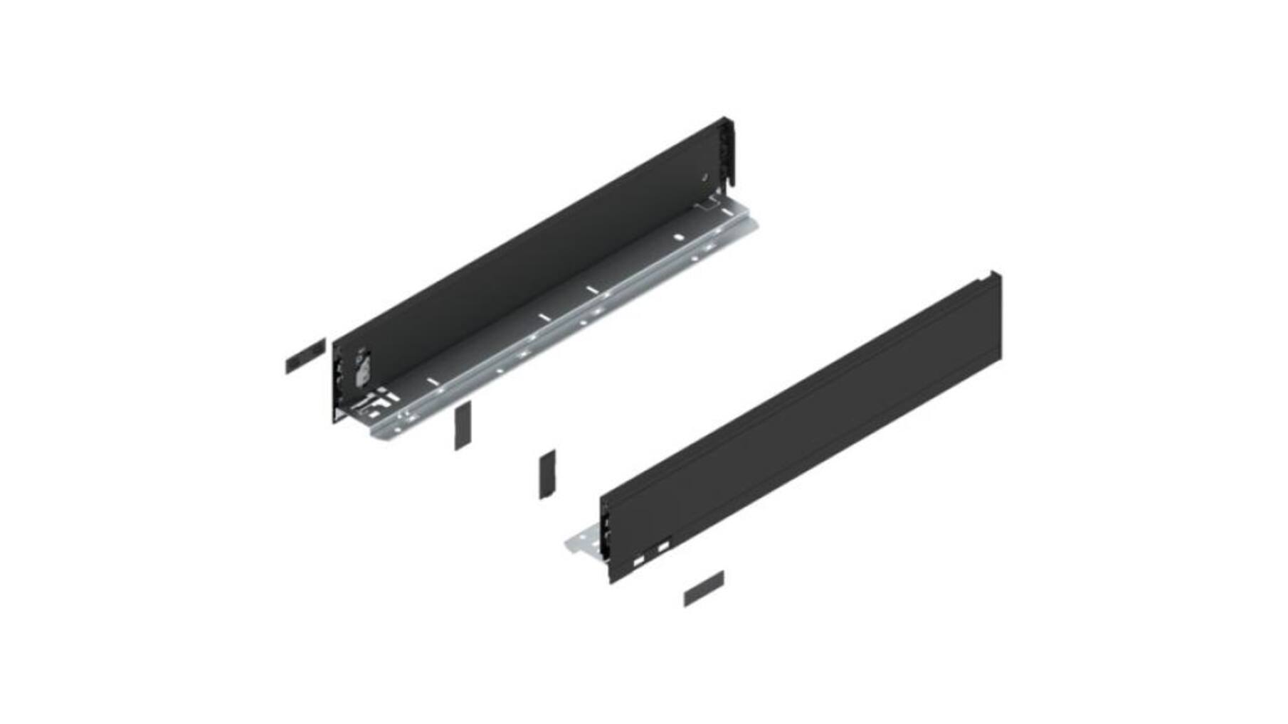 Legrabox ladezijde M 400mm, carbon zwart, hoogte 90,5mm
