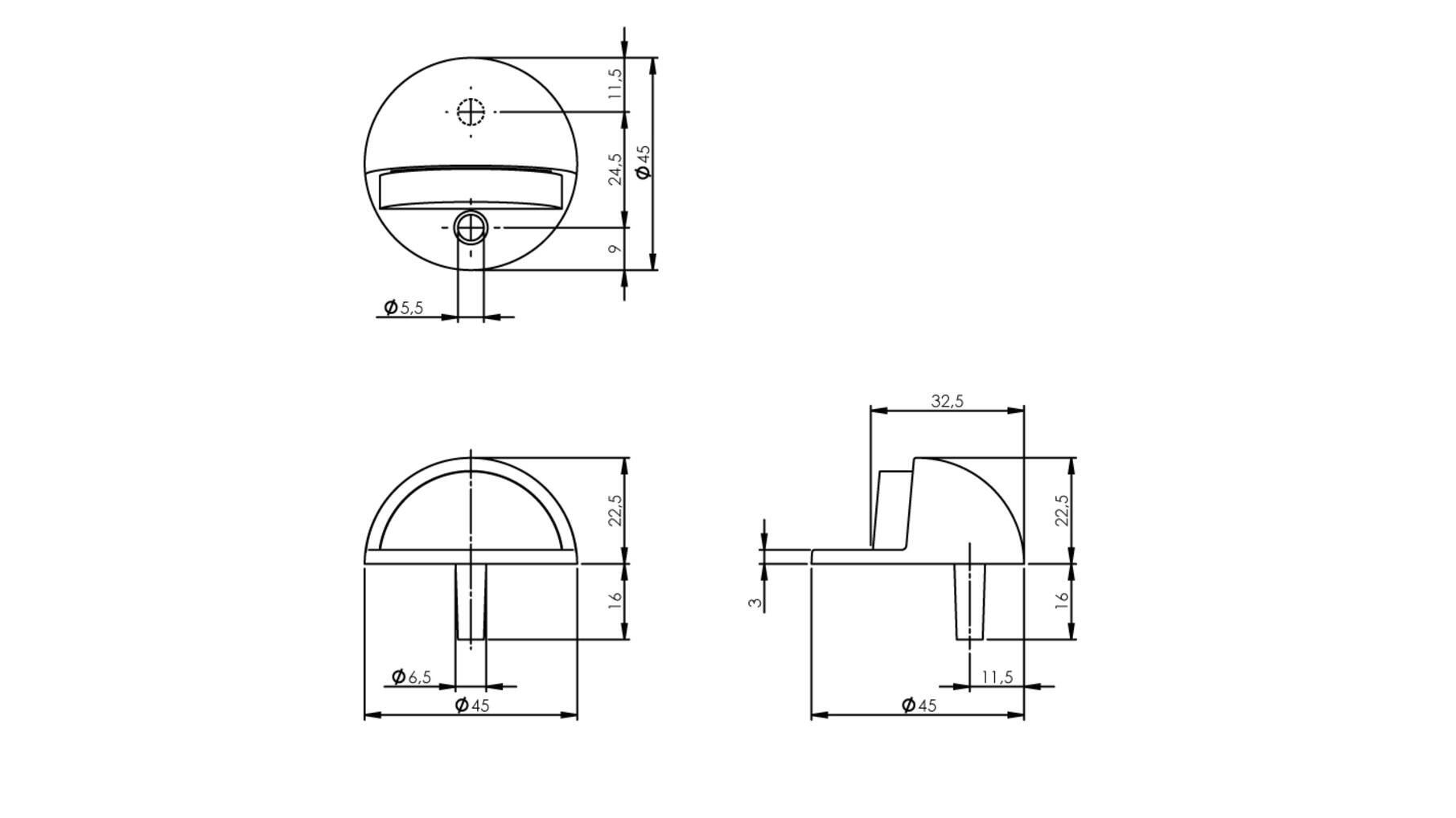 Deurstop rond model mat zwart