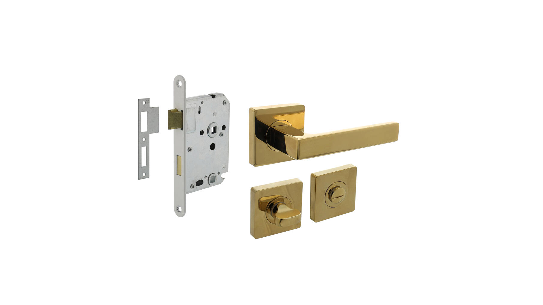 Deurbeslag set toiletslot 63/8mm wit met deurkruk Hera en WC