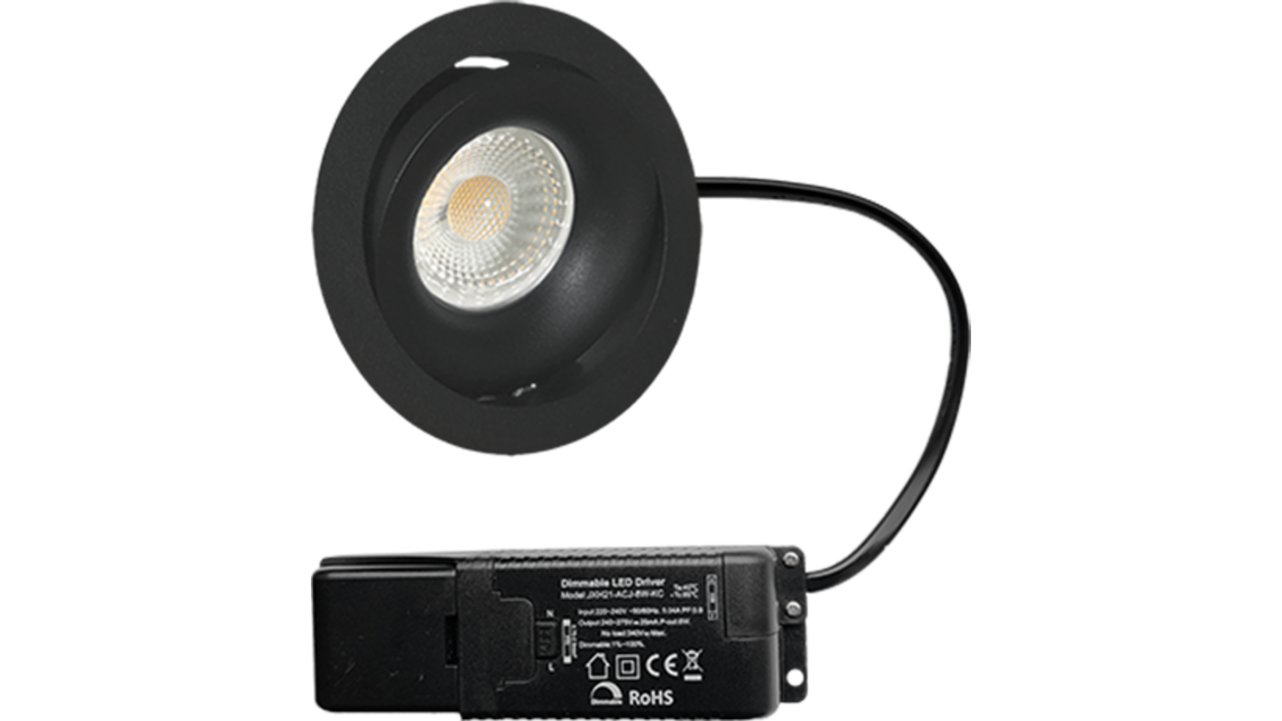 Cádiz kantelbare inbouw rond zwart + Triac driver
