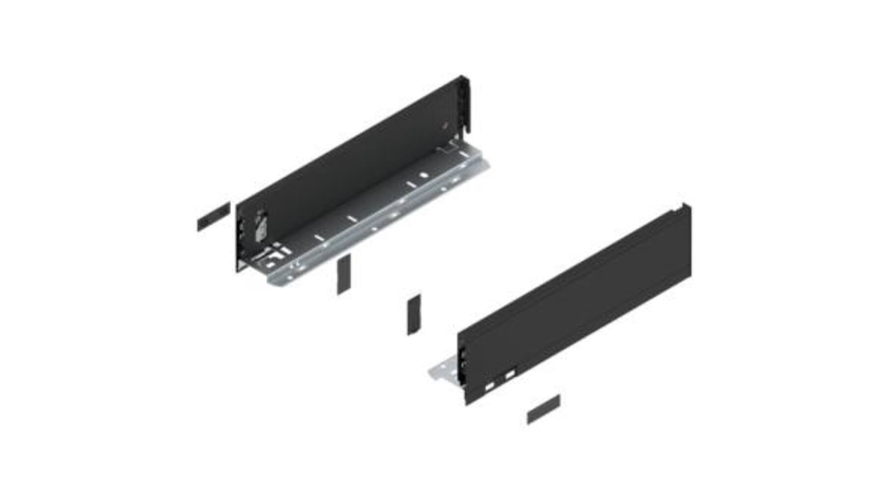 Legrabox ladezijde M 350mm, carbon zwart, hoogte 90,5mm