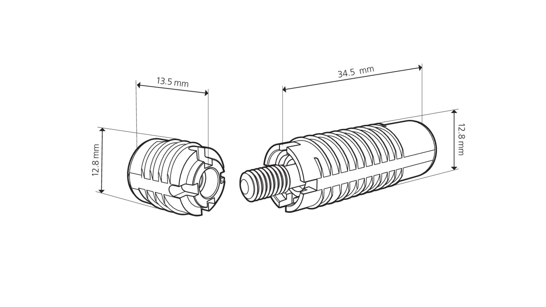 Invis Mx2 verbinder ø12mm + bout 14mm, 20 stuks