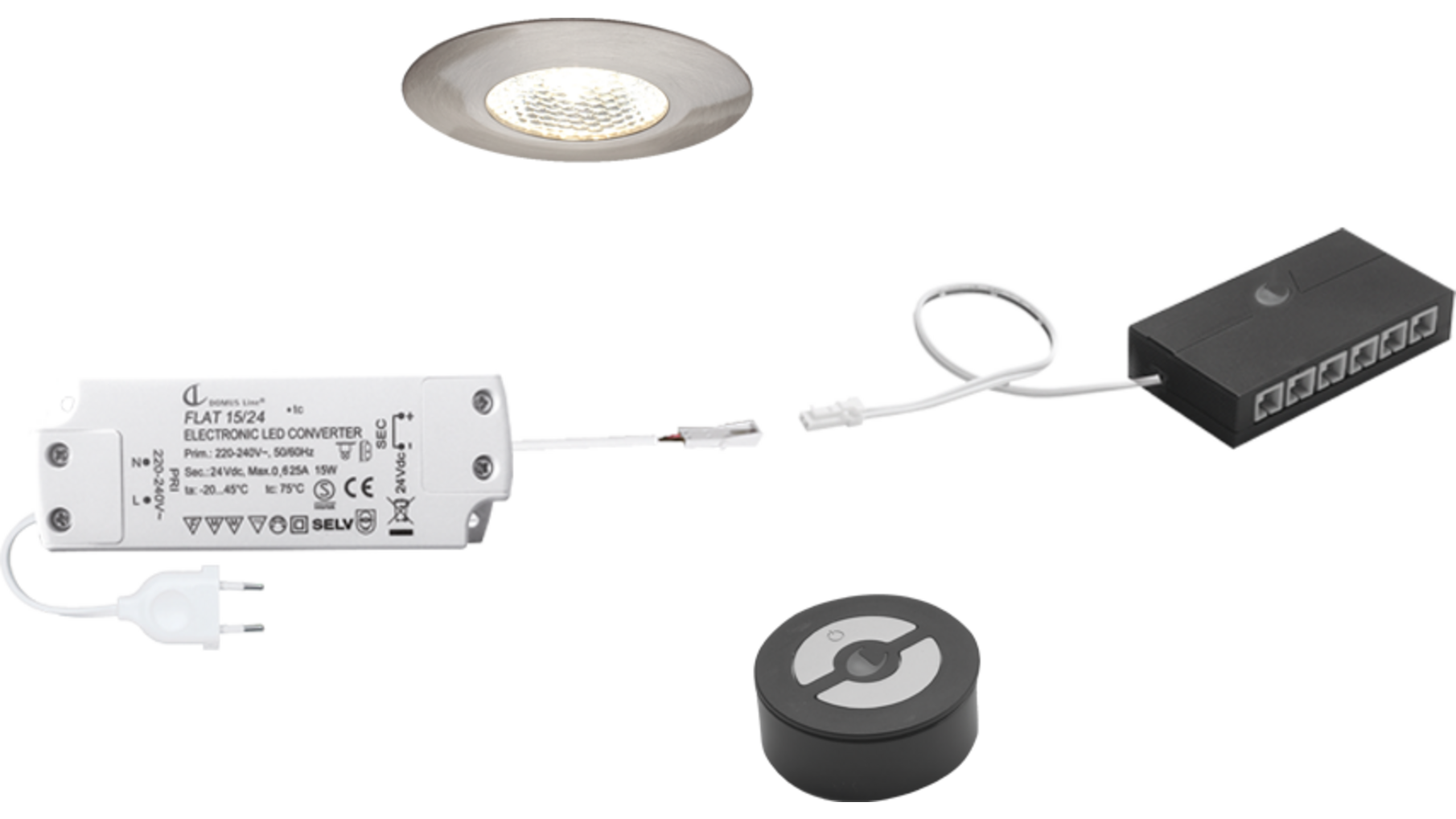 5x Pixel 24V RVS Look + GiroFE 15W driver met zwarte zender