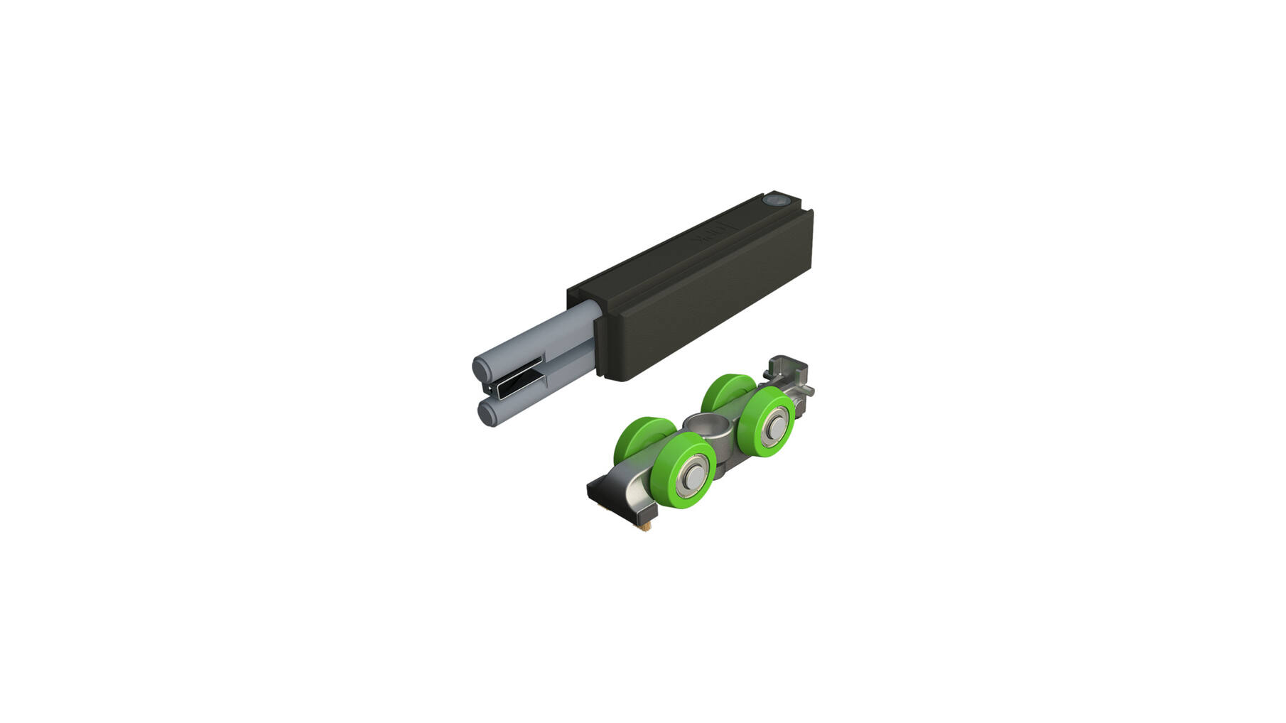 Spaceship push to open met roller met contactplaatje, 1 set