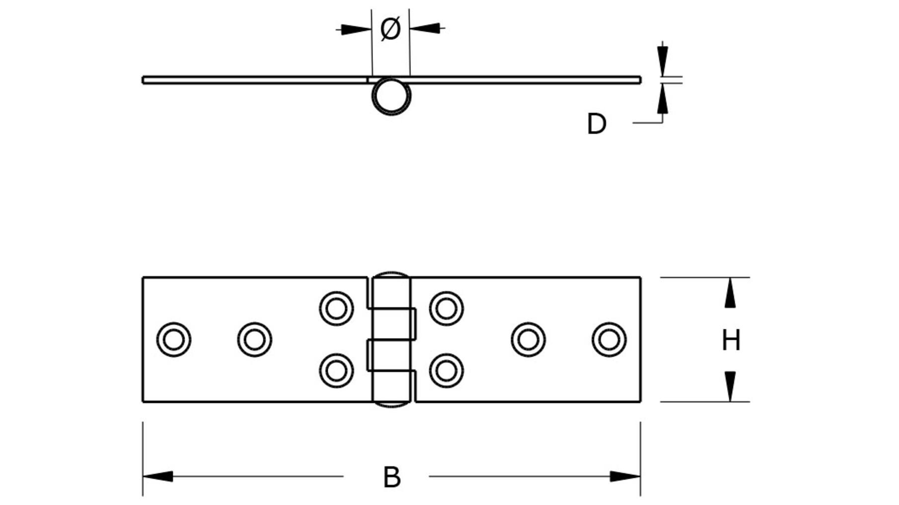 Klepscharnier 22x60x1.0mm verzinkt