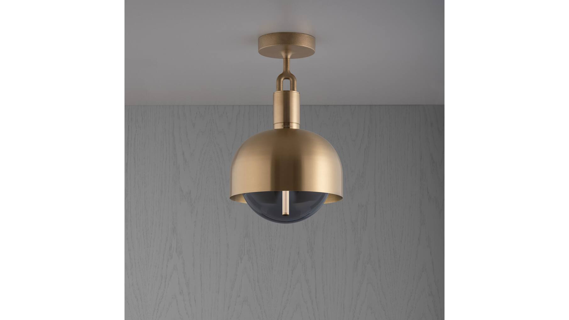 Forked Ceiling/Brass/Medium Brass Shade/Medium Smoked