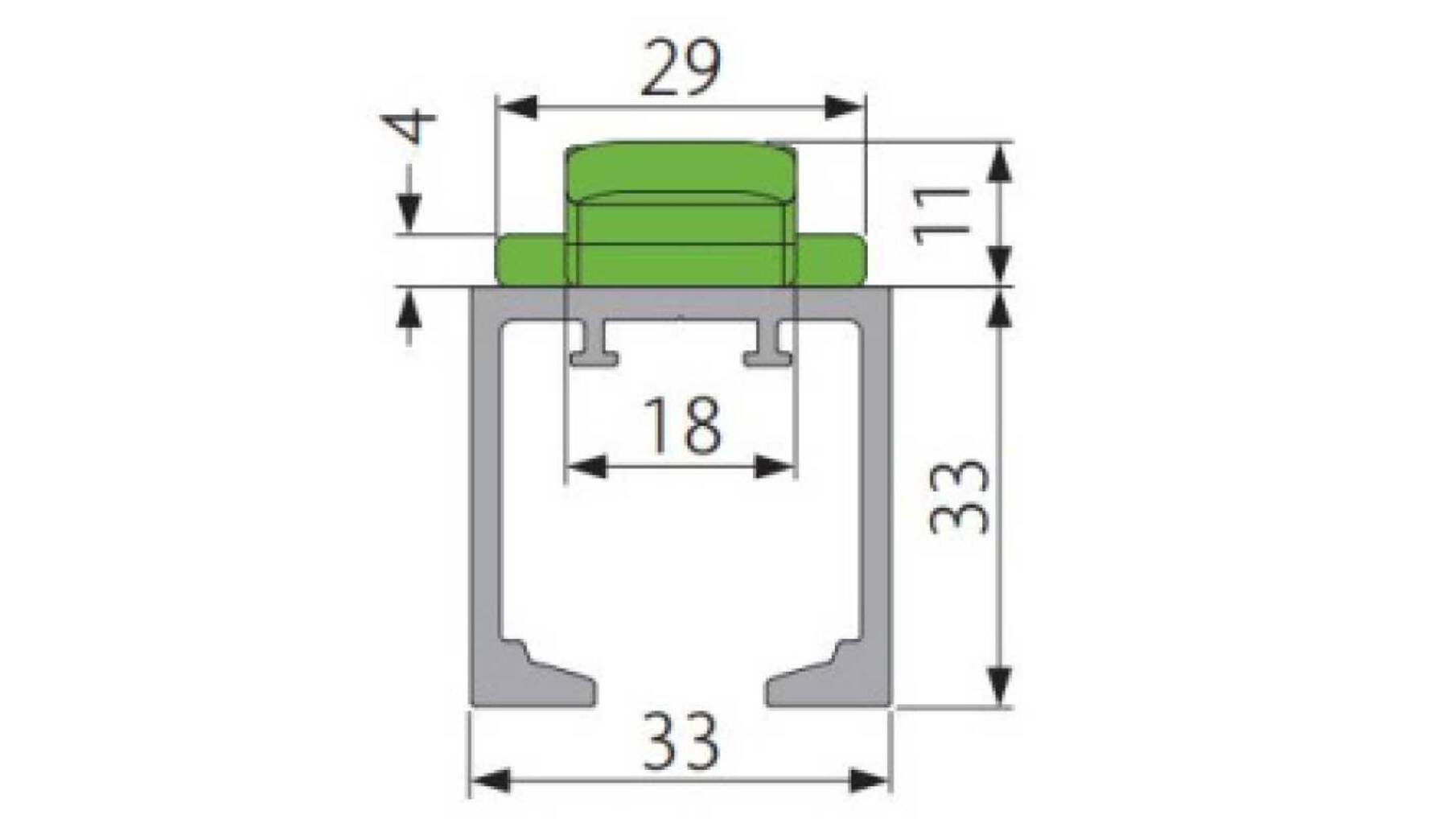 Spaceship Pocket bovenrail, lengte 2500mm, aluminium