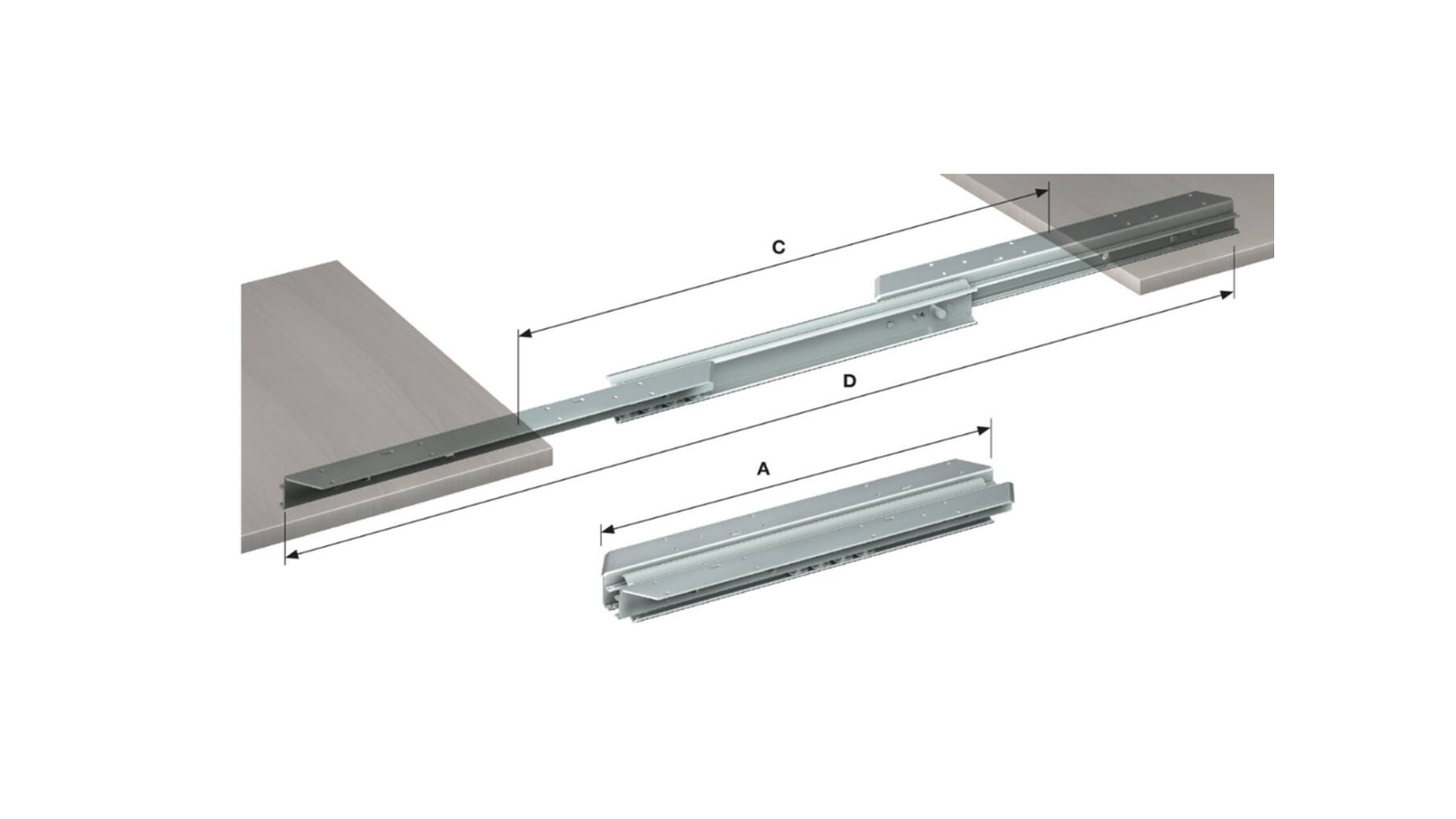 Tafelgeleider voor opening 838mm, prijs per set