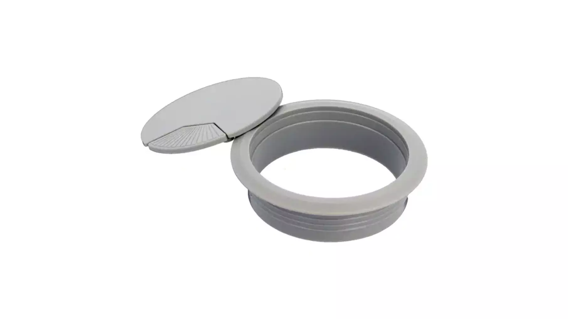Kabeldoorvoer klep met veer 80mm kunststof grijs