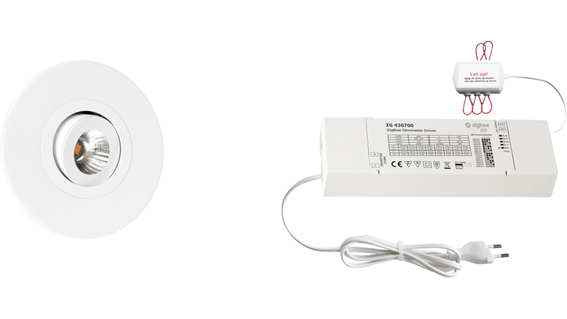 6x Monza rond wit DTW 3000K-2200K + 6x verl + ZigBee