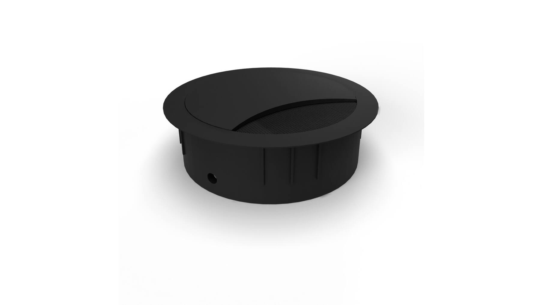 Kabeldoorvoer 60mm mat zwart metaal met borstel halve maan
