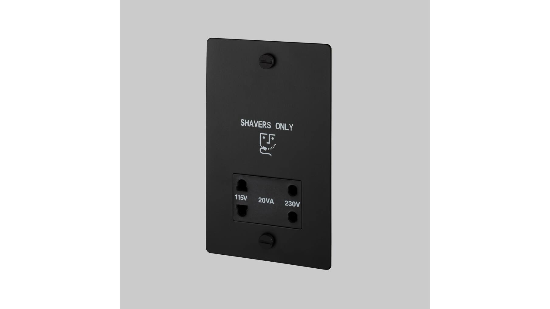 115V/230V Shaver Socket - Black - Black Interior