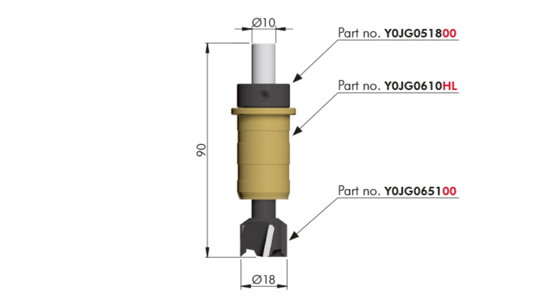Boor voor 18mm excenters geschikt voor boormal Y0JG0170RO