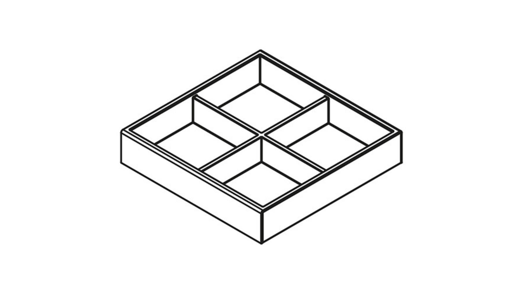 CubiLux vierkant Leder 32 x 150 x 150mm met 4 vakken Kleur: