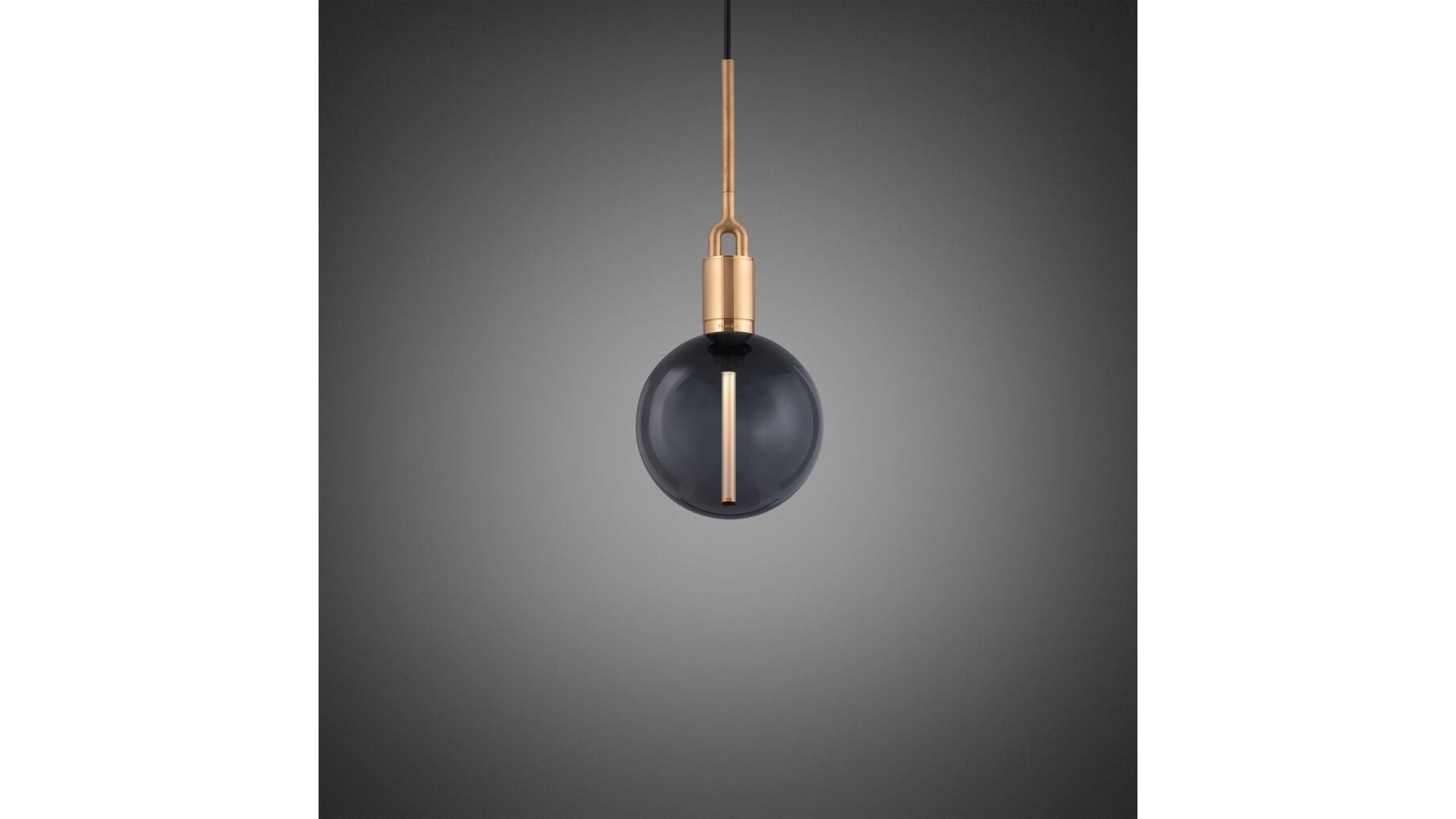 Forked Pendant/Brass/Medium Smoked Globe