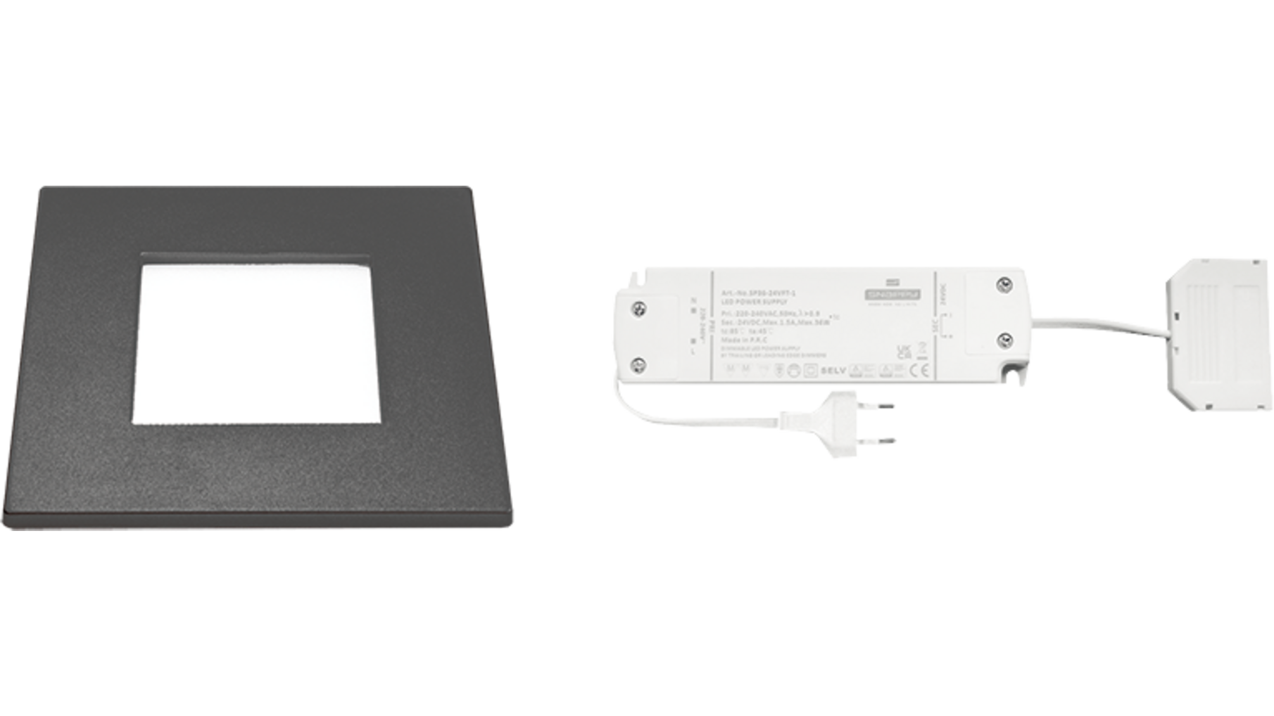 5x Quadrum mat zwart 12V + RL-dimbare driver 30W