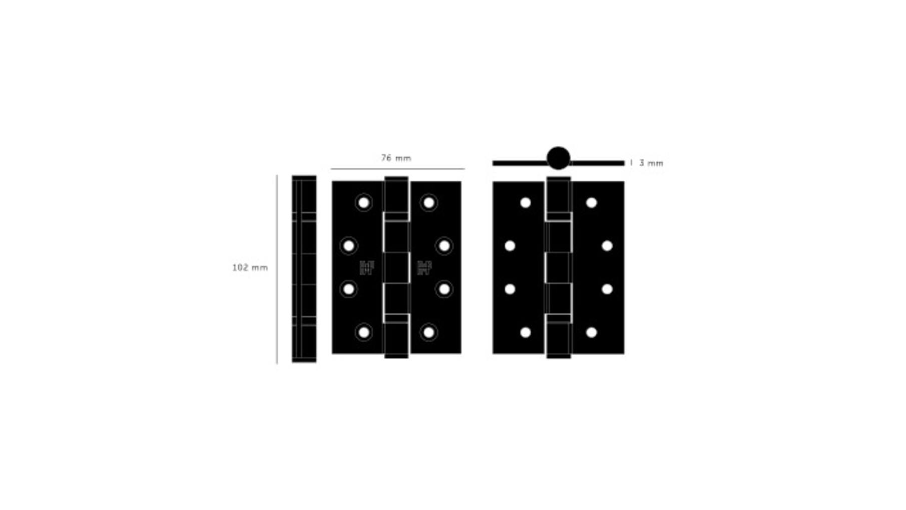 Hinge/102 X 76 X 3 Mm (4 X 3 Inch)/Set Of 2/Steel