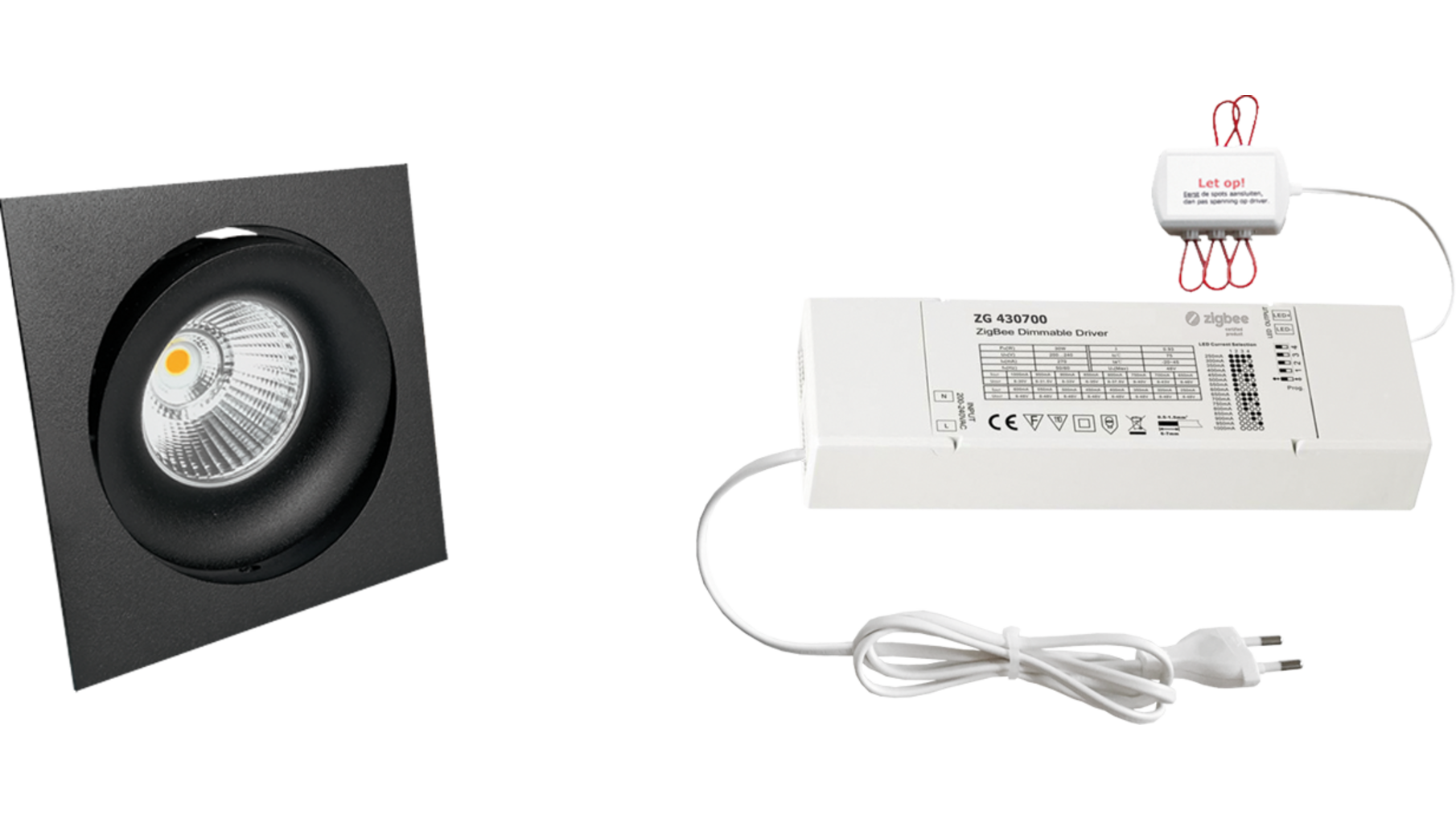 3xCádiz Vierk. zwart+3xpowerled+3xverl.+ZigBee
