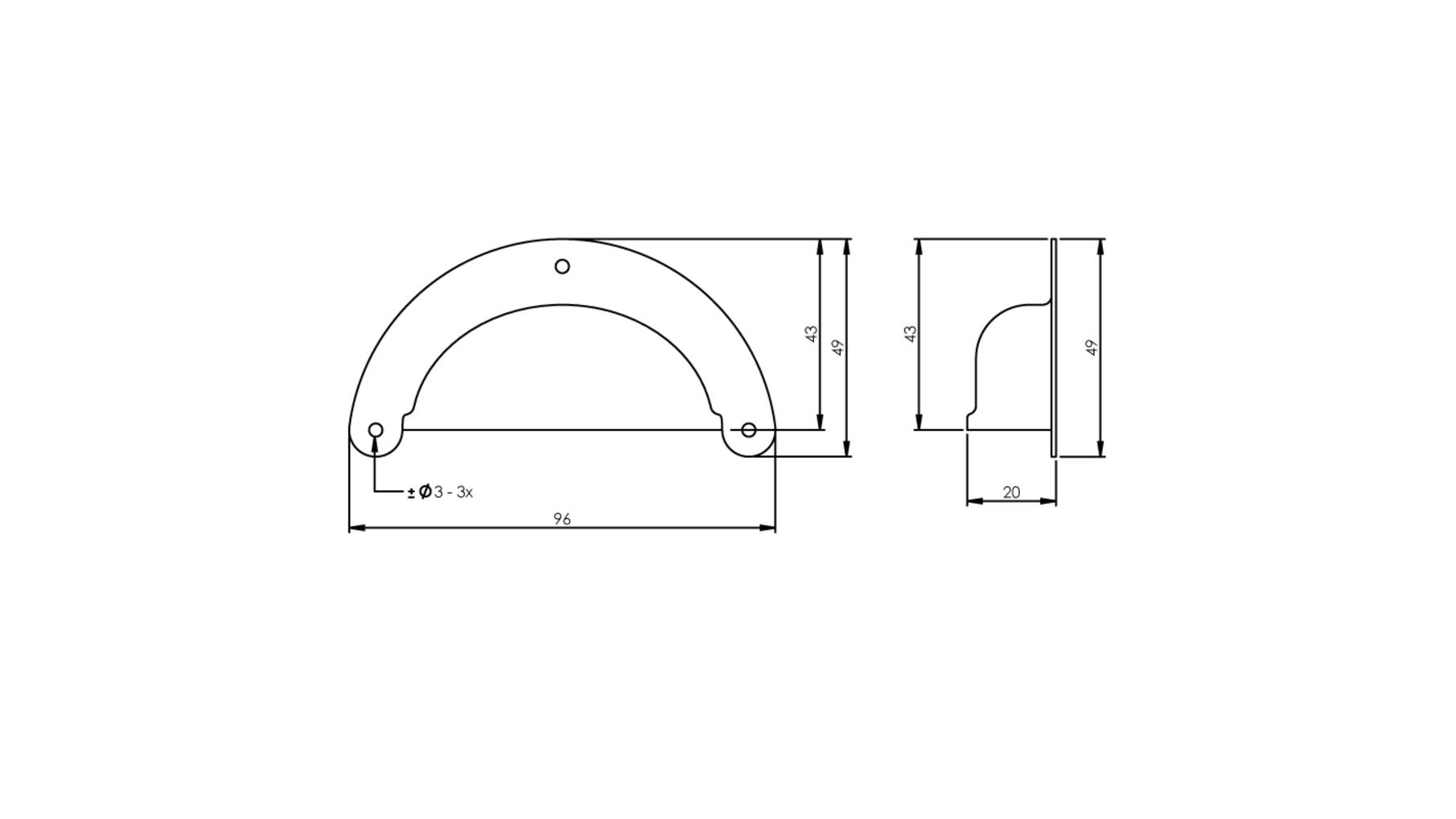 Schelpgreep 96 mm mat zwart