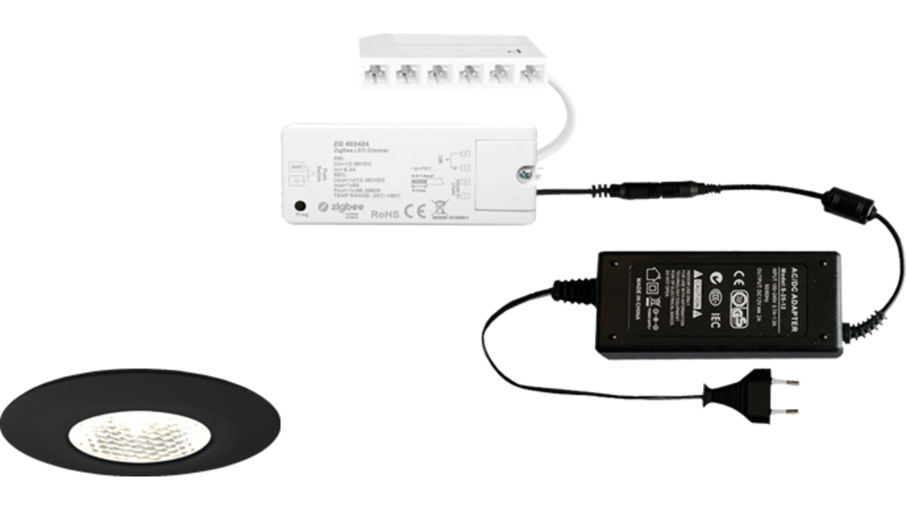 7x Pixel 24V mat zwart + ZigBee ontvanger + Driver 24W