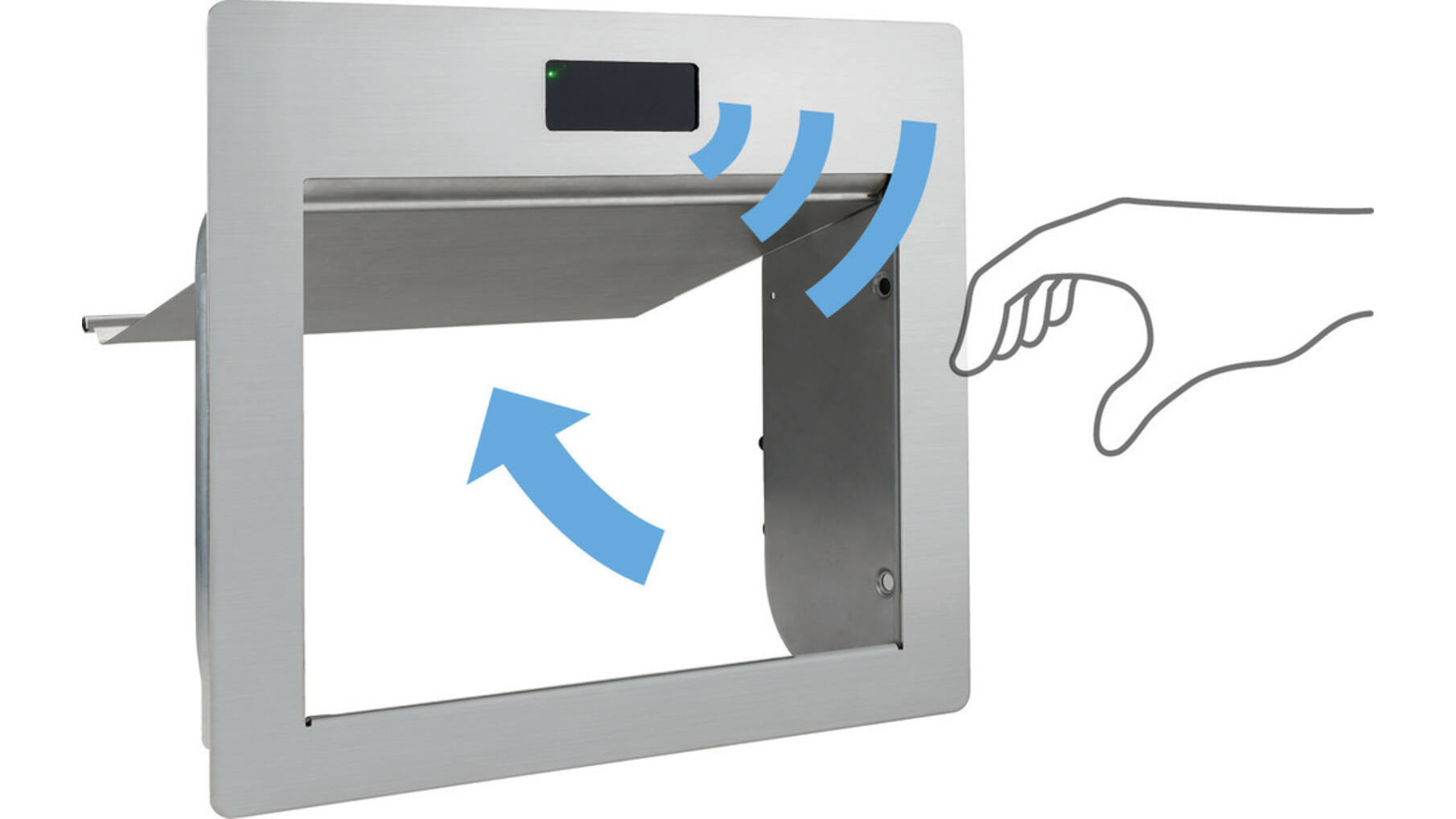 Afvaldoorlaat RVS met sensor contactloos openen 234x160x319