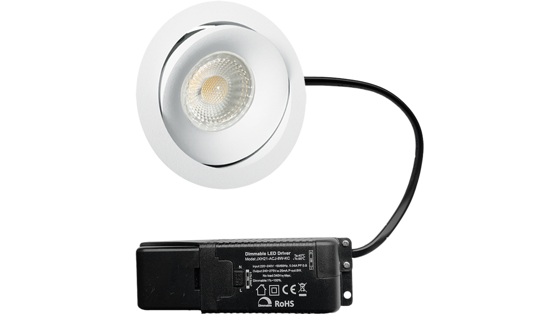 Cádiz kantelbare inbouw rond wit + Triac driver