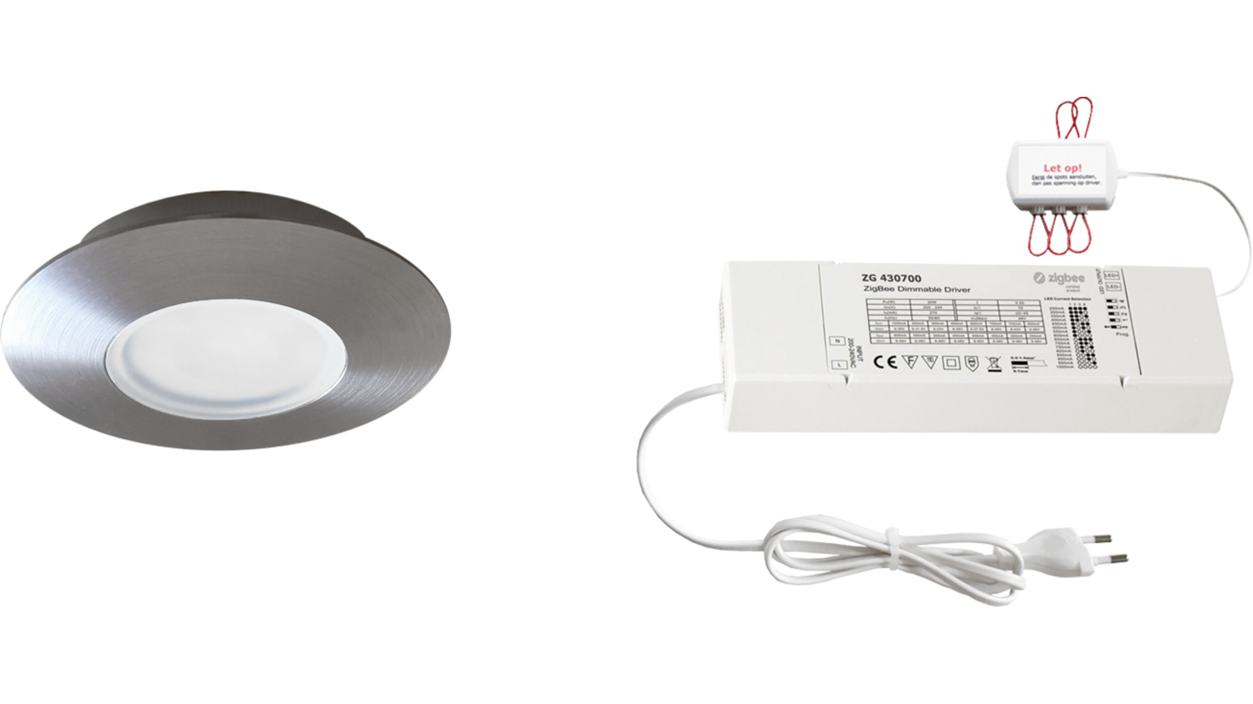 5x Napoli rond RVS DTW 3000K-2200K+5x verl+ZigBee