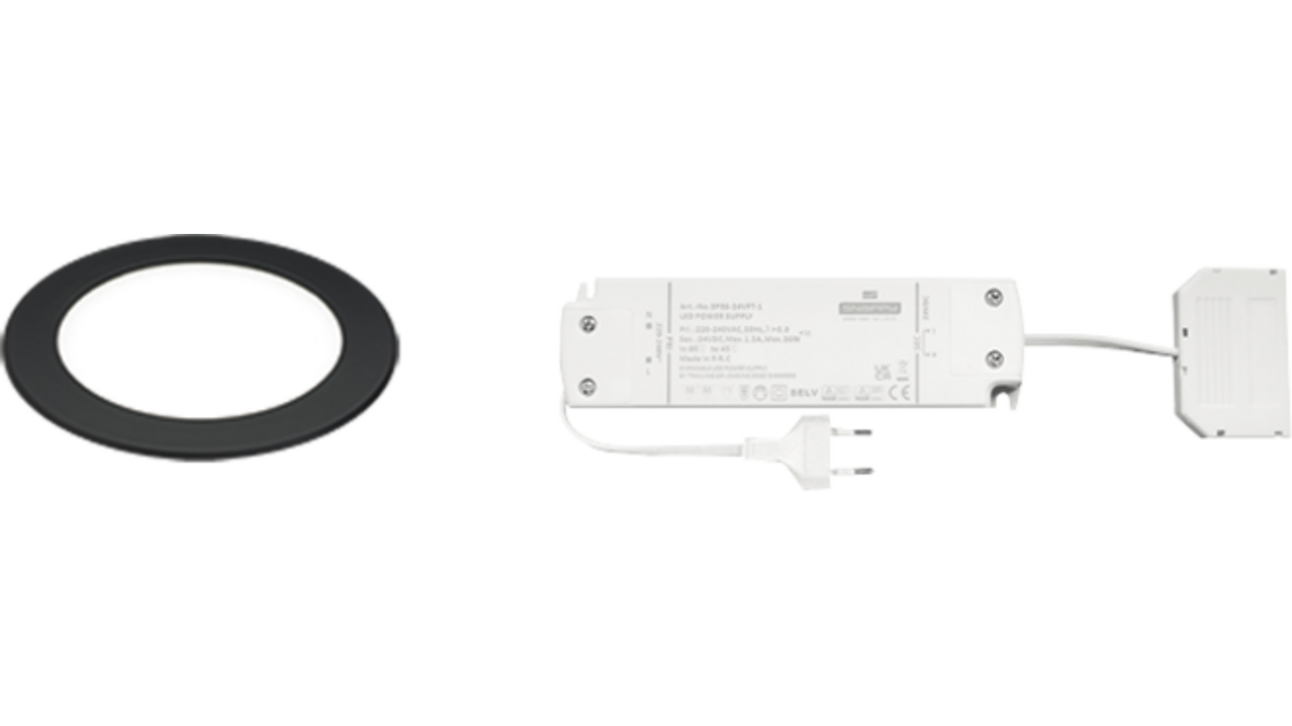 4x Smally mat zwart 24V + Dimbare Driver 36W
