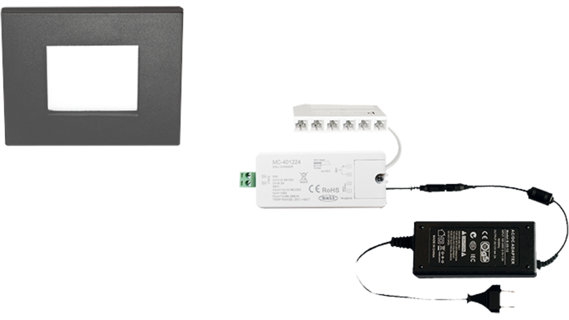 4x Quadrum mat zwart 12V + MC-Easy + Driver 24W