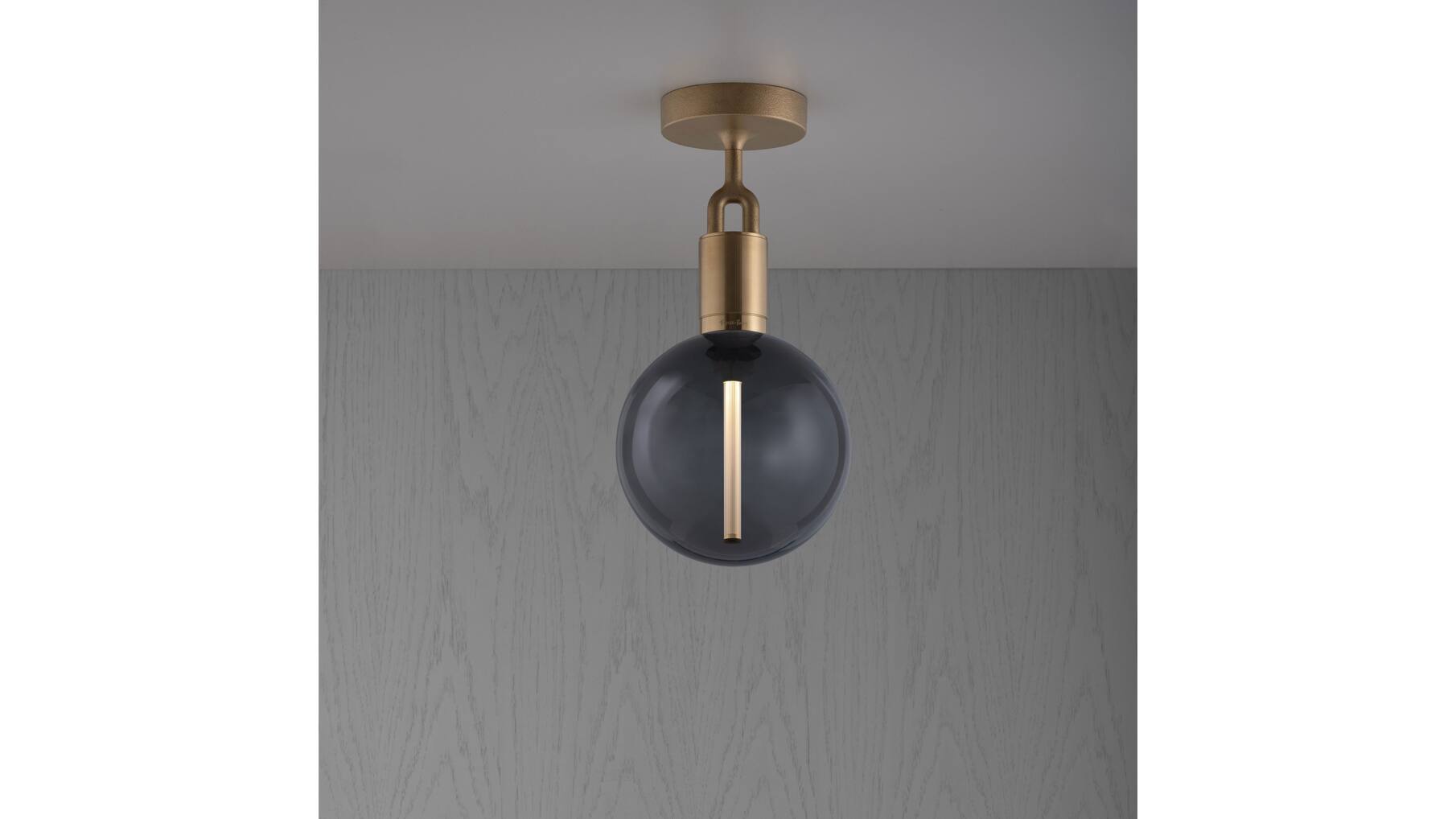 Forked Ceiling/Brass/Medium Smoked Globe