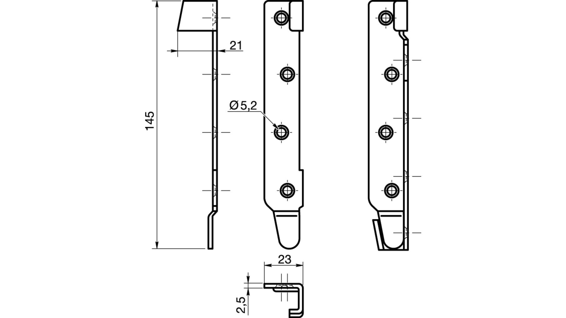Ledikanthaken 109/145mm verzinkt