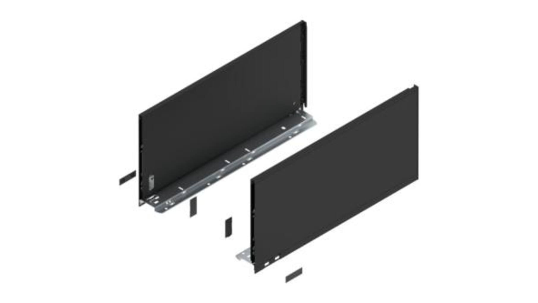 Legrabox ladezijde F 500mm, carbon zwart, hoogte 241mm