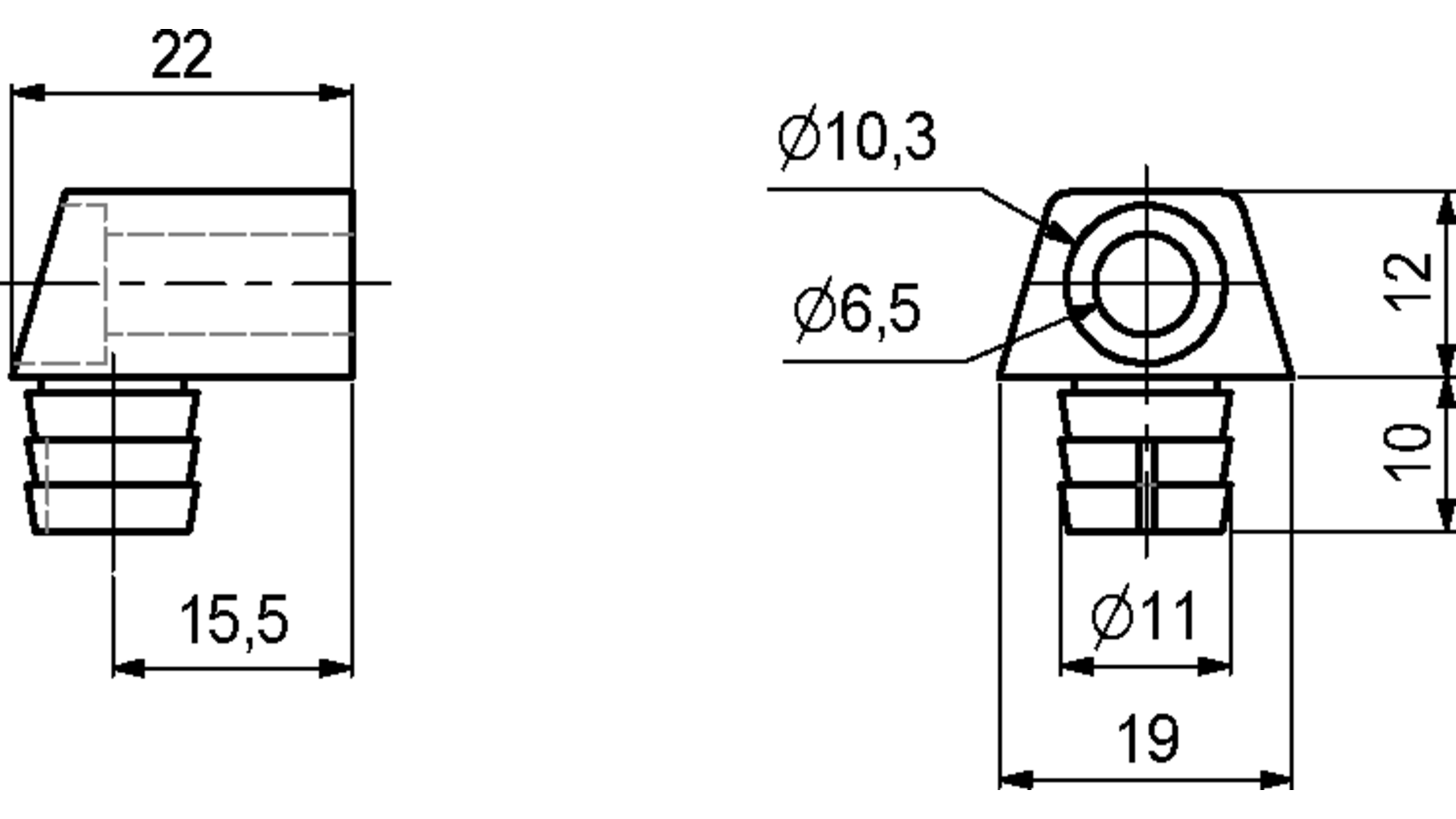 Verbindingsbeslag bruin 22x12mm, verpakt per 2000 stuks