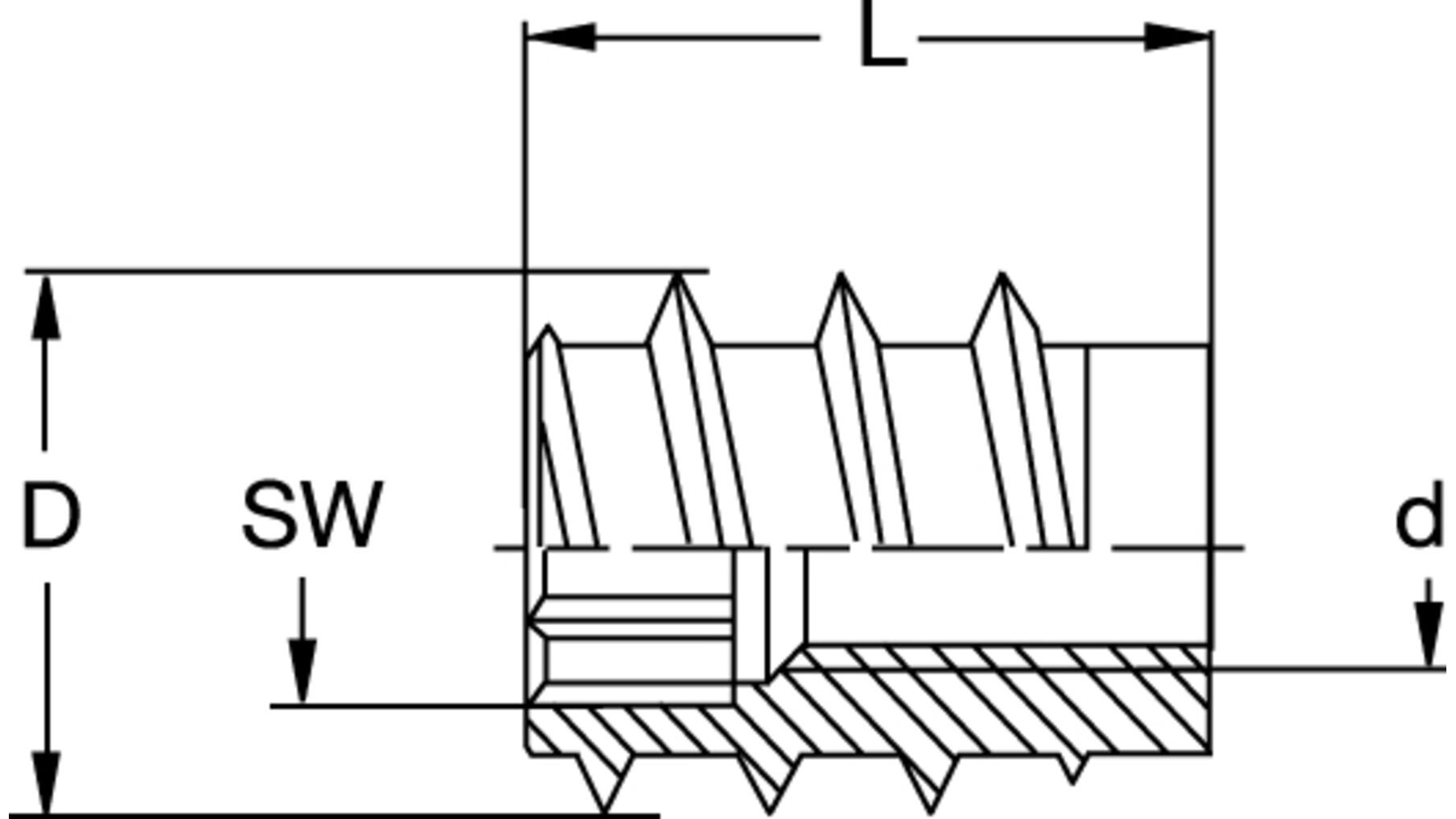 Rampabus SK M10/18,5x20mm met binnenzeskant verzinkt, VE=100