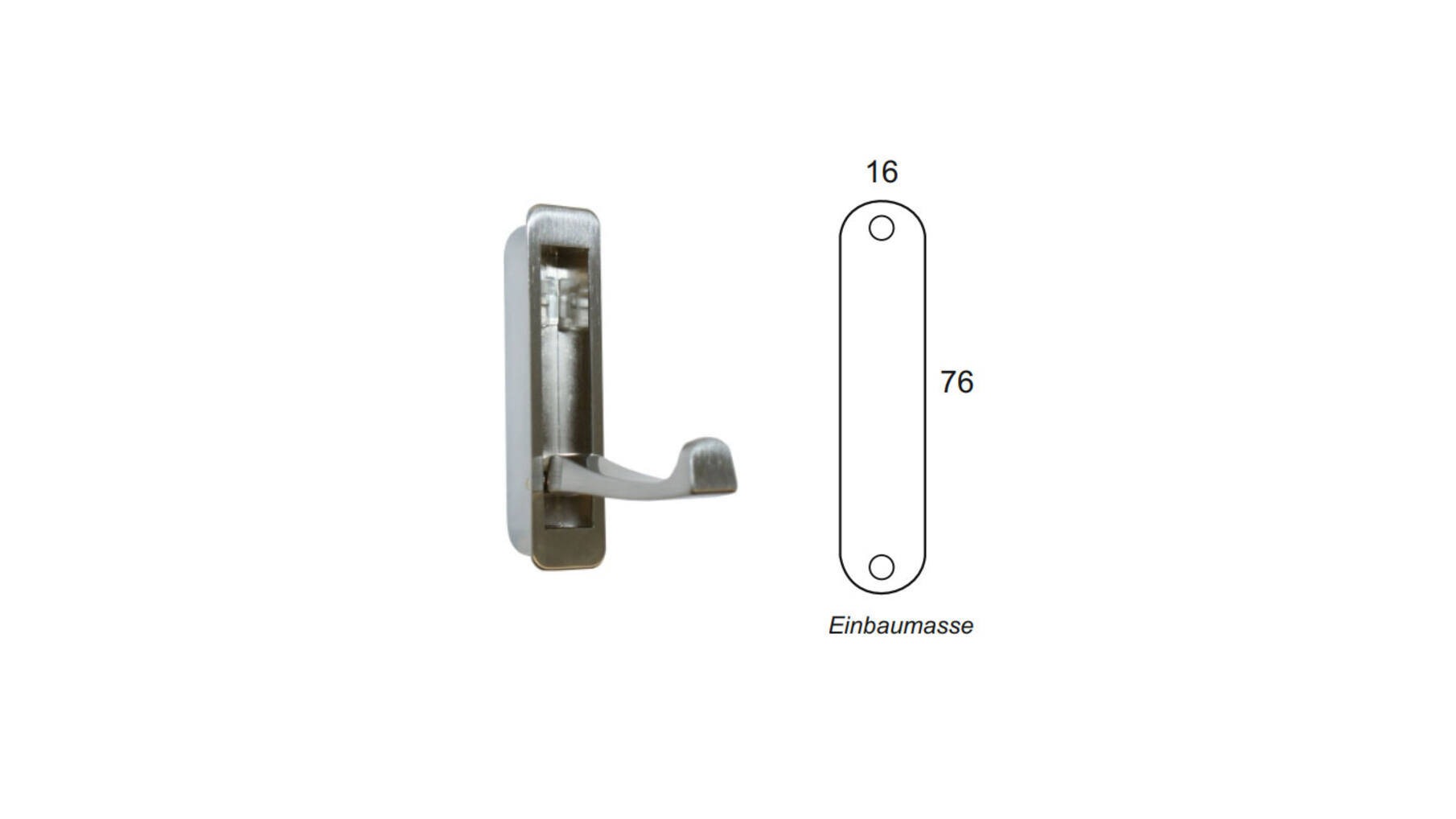 Jashaak mat chroom, scharnierend, 80x20mm, hoogte 13,5mm