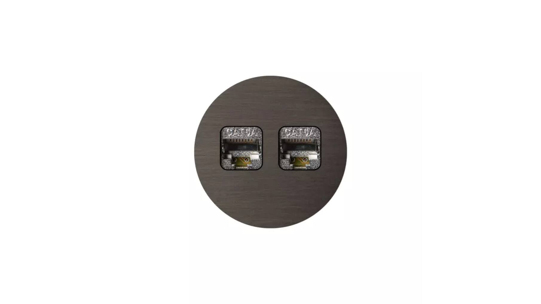 Rond 2.0 Data port  2 Keystones- t.less - dark bronze