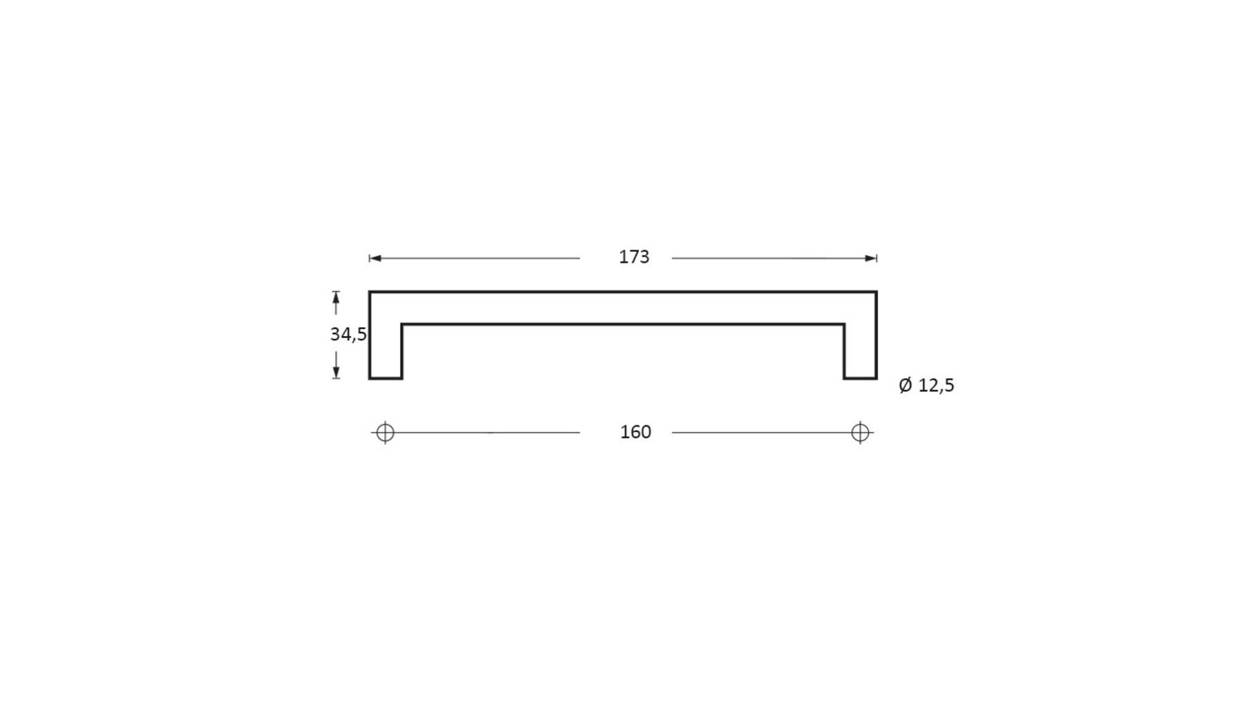 Meubelgreep 173 mm zwart