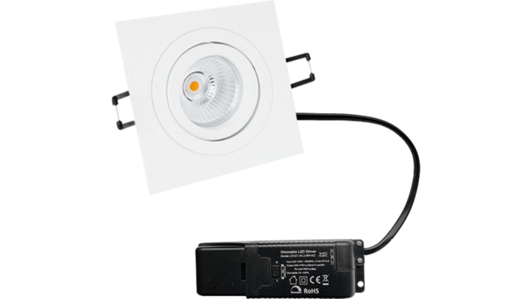 Smooth kantelbare inbouwspot vierk. wit + Triac driver