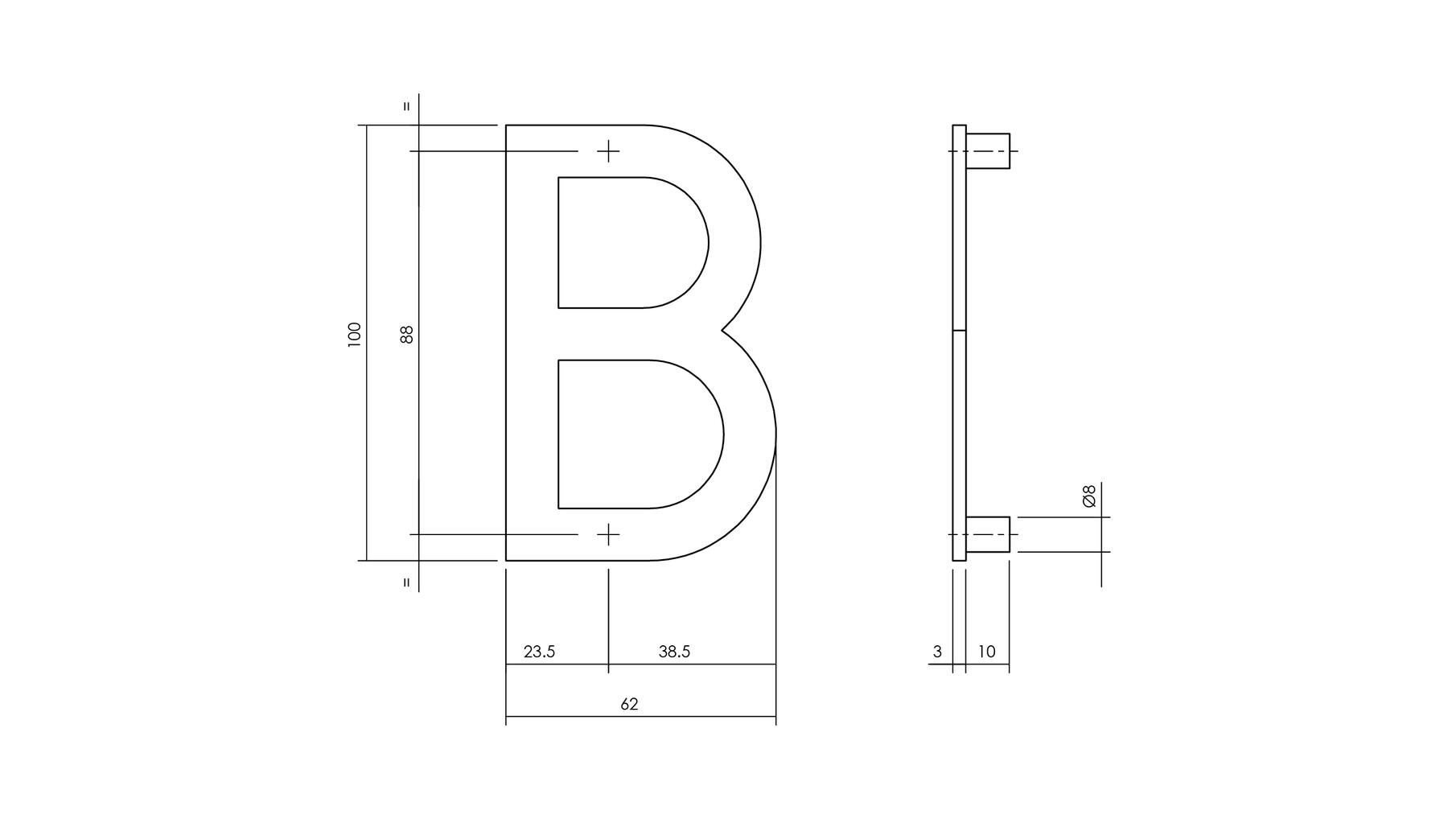 Huisletter B 100mm zwart
