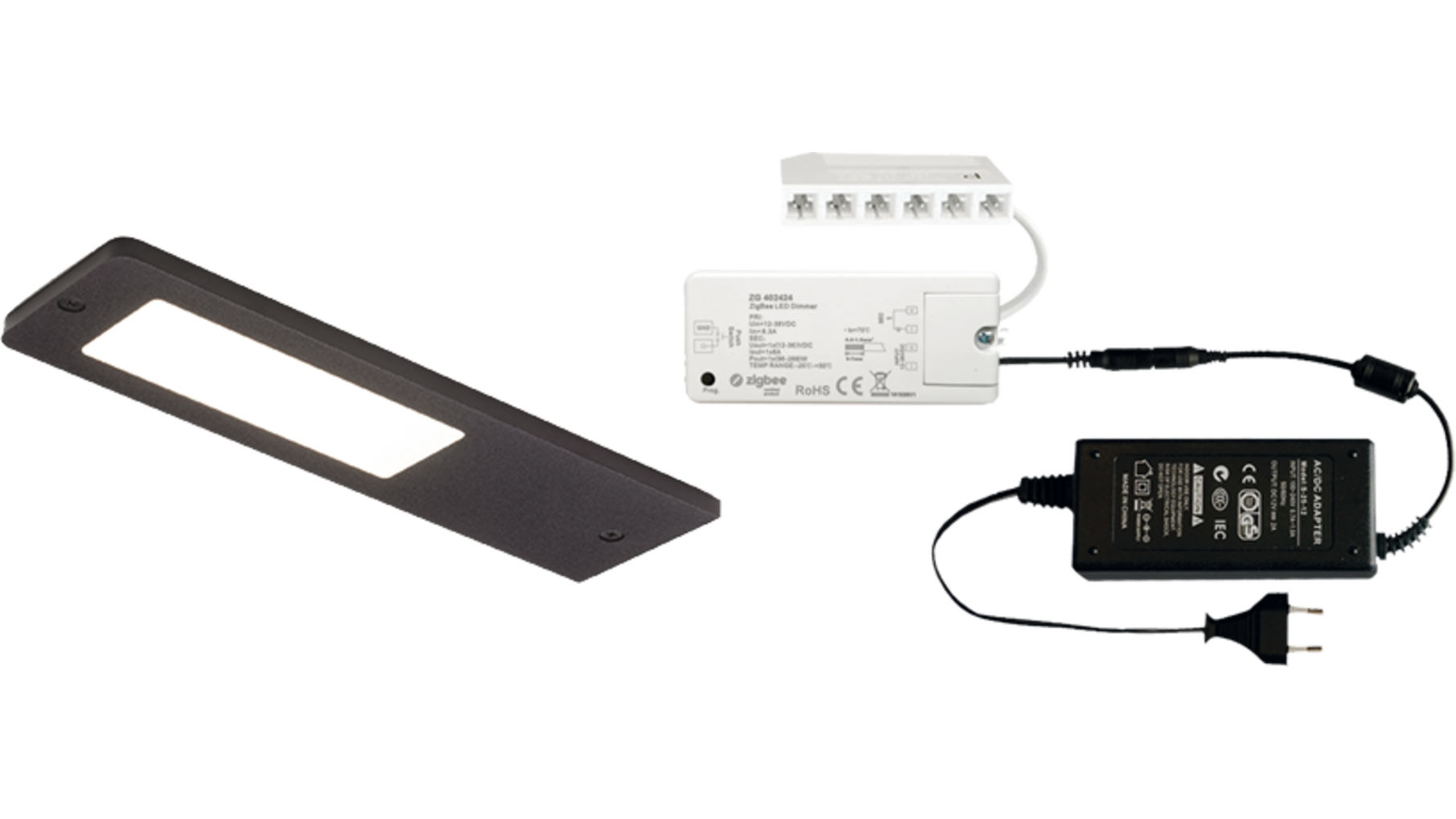 4x Vega mat zwart 24V + ZigBee ontvanger + Driver 24W