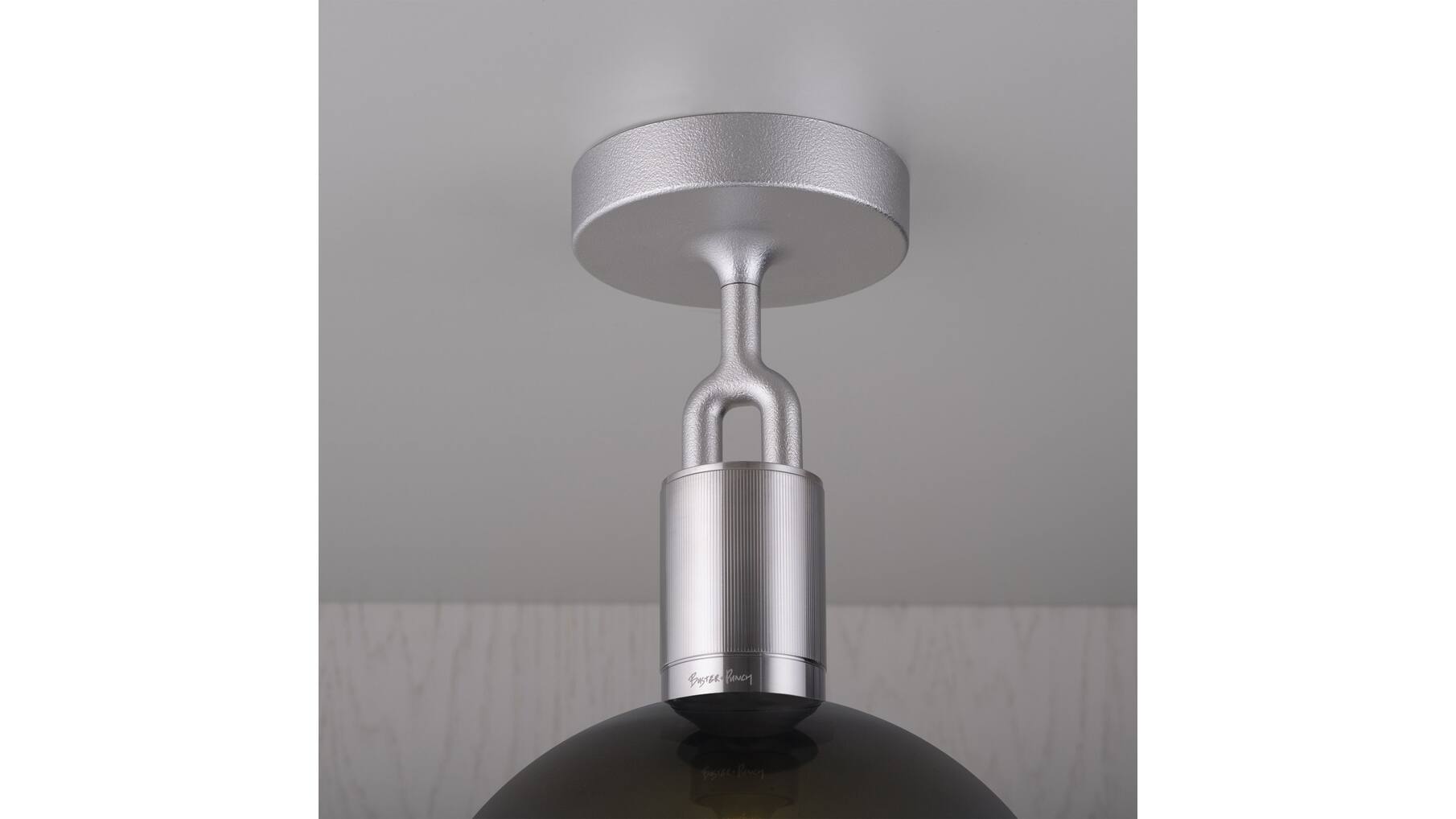 Forked Ceiling/Steel/Medium Smoked Globe